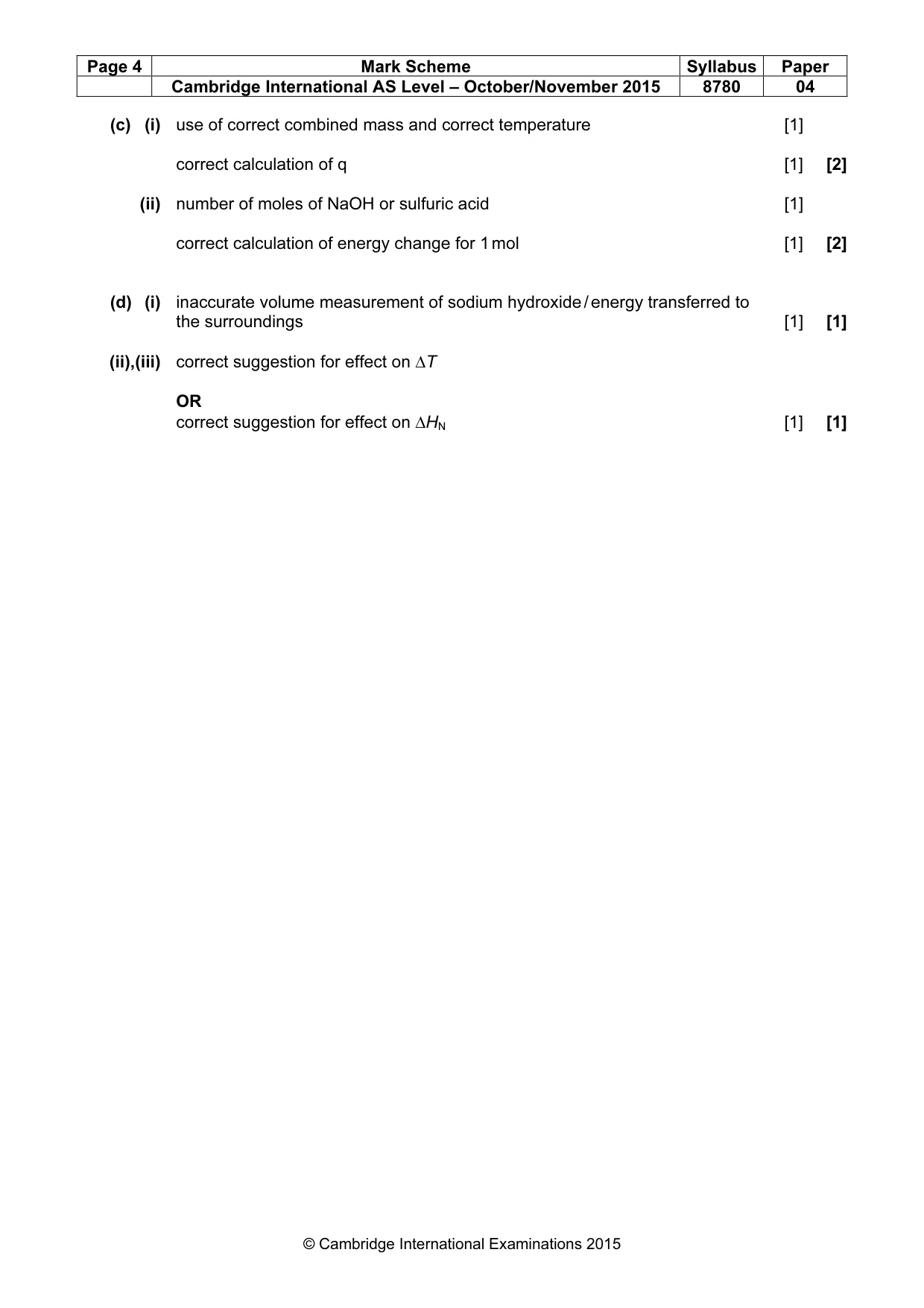 Mark scheme, page 4 of 4