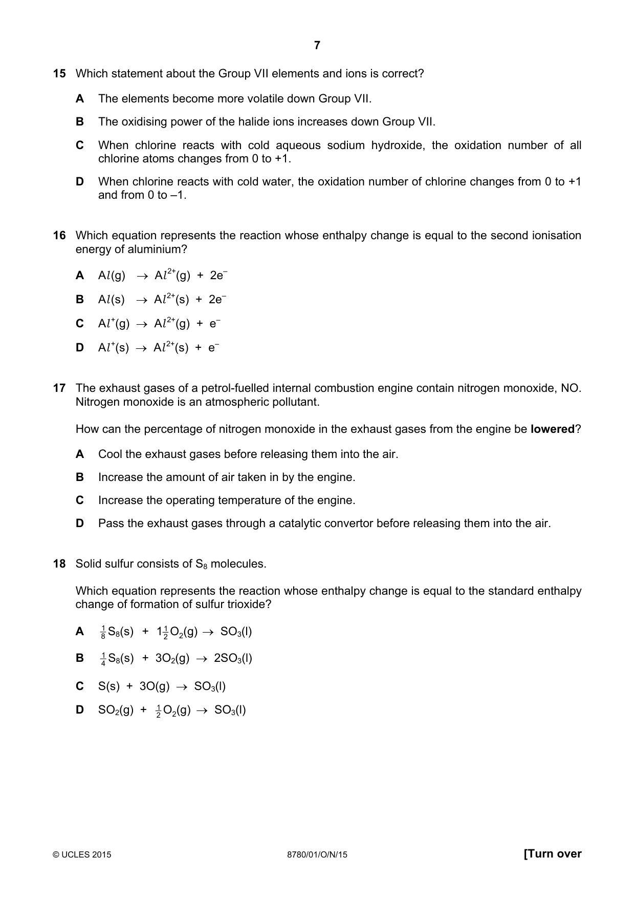 Cambridge A Level Physical Science 8780 2015 Oct/Nov Paper 1 · Variant 1 question paper, page 7 of 12