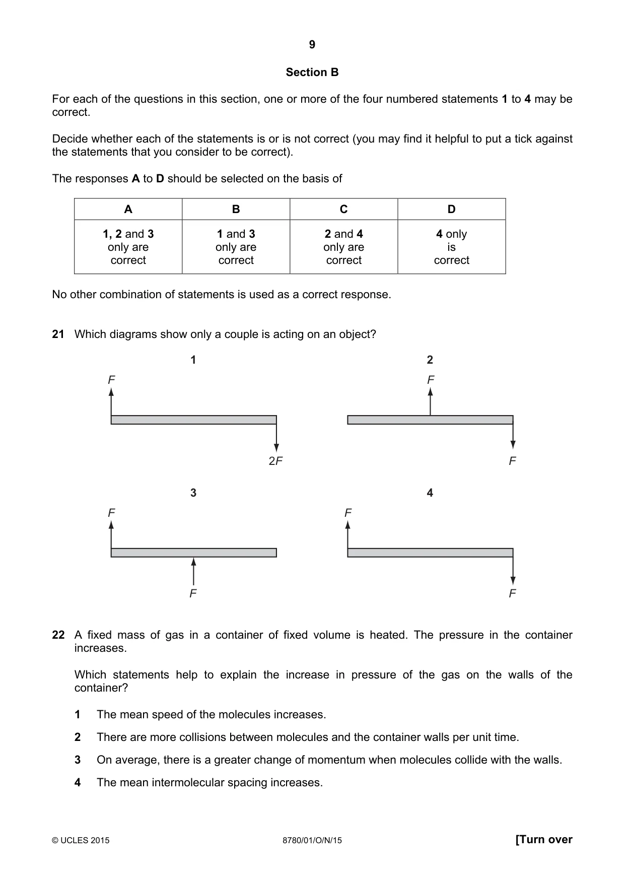 Cambridge A Level Physical Science 8780 2015 Oct/Nov Paper 1 · Variant 1 question paper, page 9 of 12