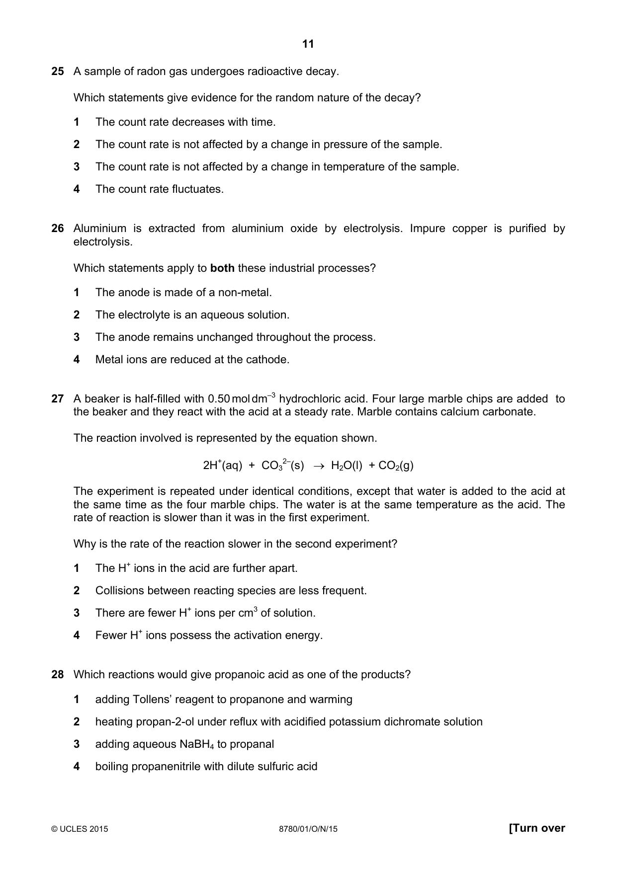 Cambridge A Level Physical Science 8780 2015 Oct/Nov Paper 1 · Variant 1 question paper, page 11 of 12
