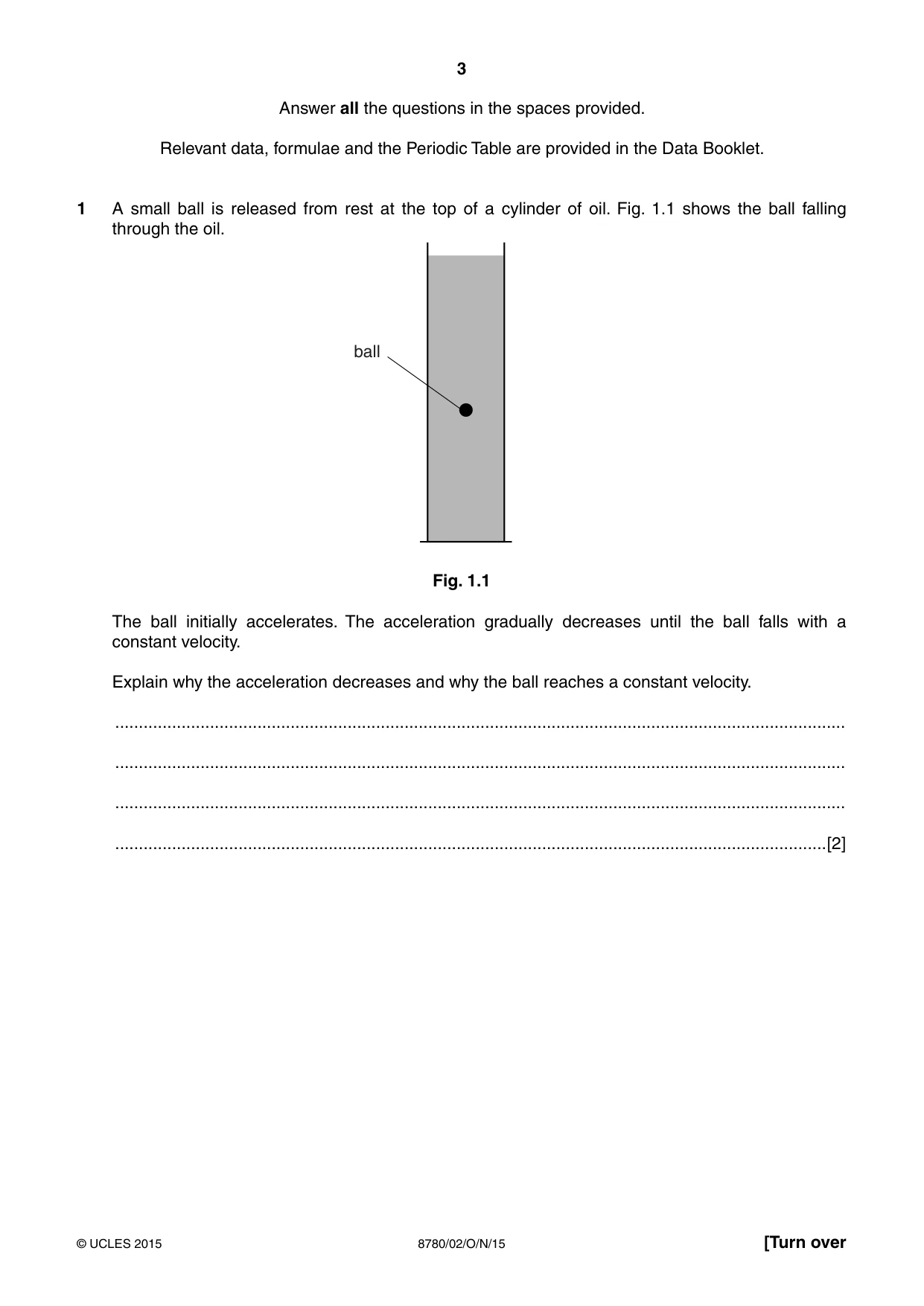 Cambridge A Level Physical Science 8780 2015 Oct/Nov Paper 2 · Variant 1 question paper, page 3 of 12
