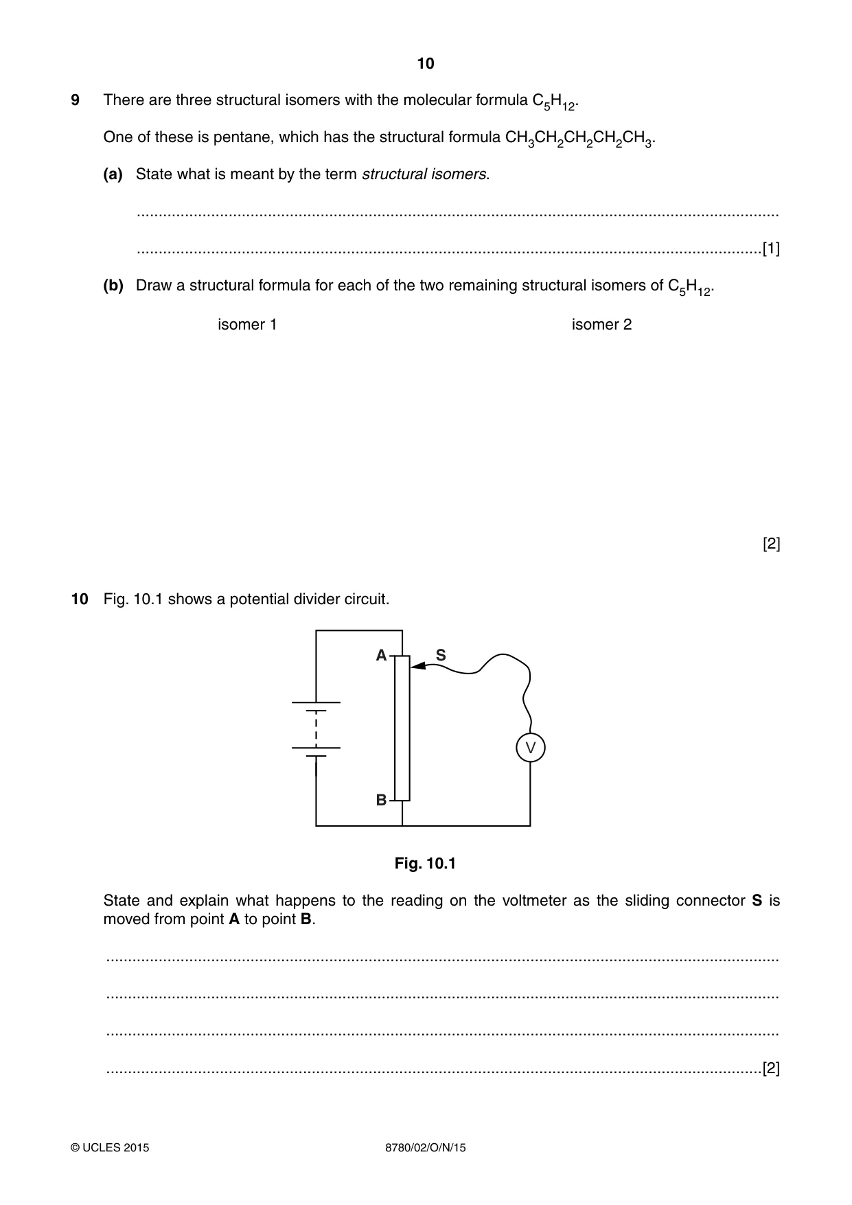 Cambridge A Level Physical Science 8780 2015 Oct/Nov Paper 2 · Variant 1 question paper, page 10 of 12