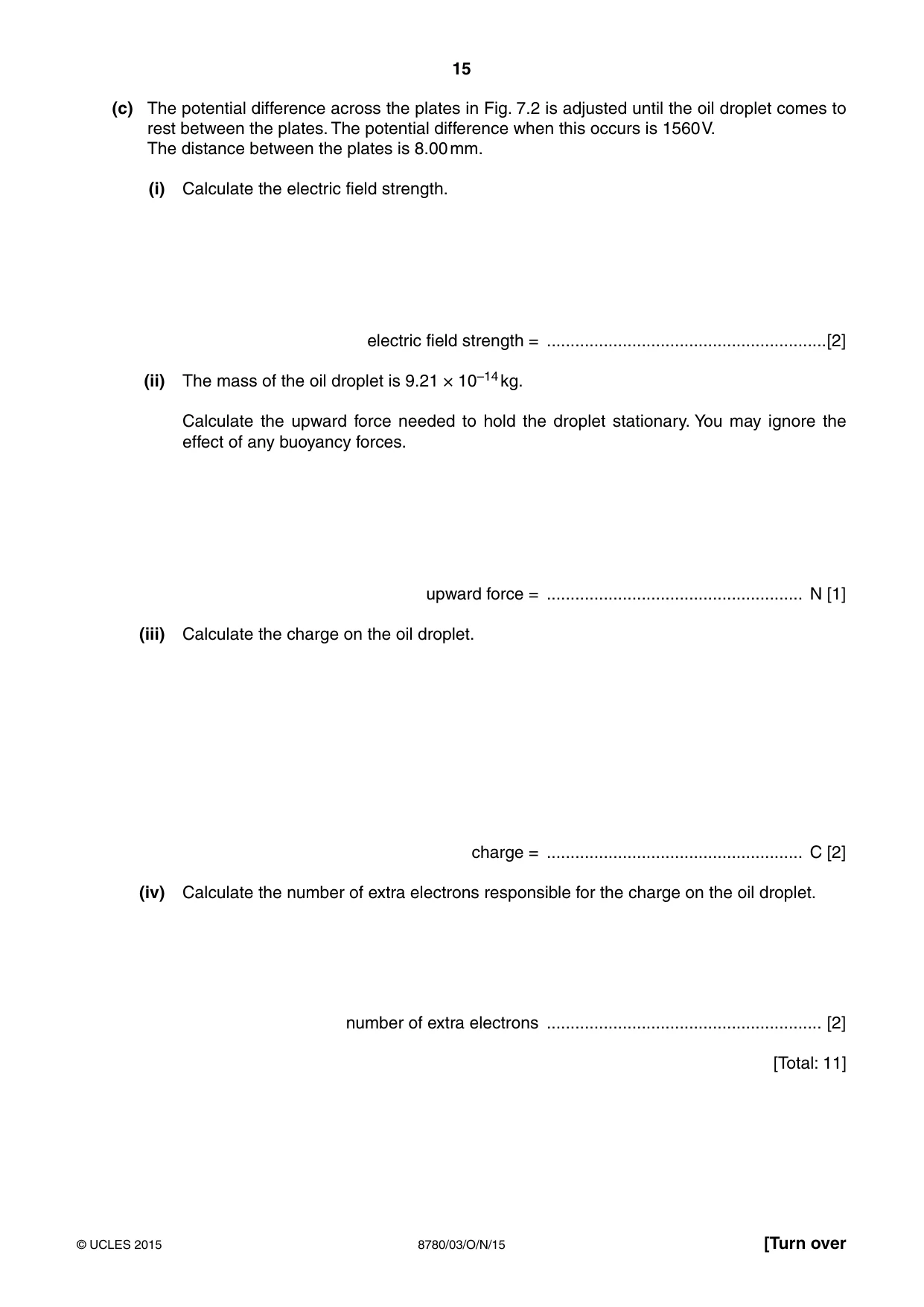 Cambridge A Level Physical Science 8780 2015 Oct/Nov Paper 3 · Variant 1 question paper, page 15 of 20