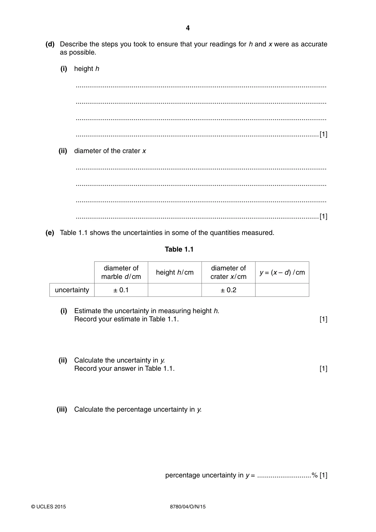 Cambridge A Level Physical Science 8780 2015 Oct/Nov Paper 4 · Variant 1 question paper, page 4 of 12