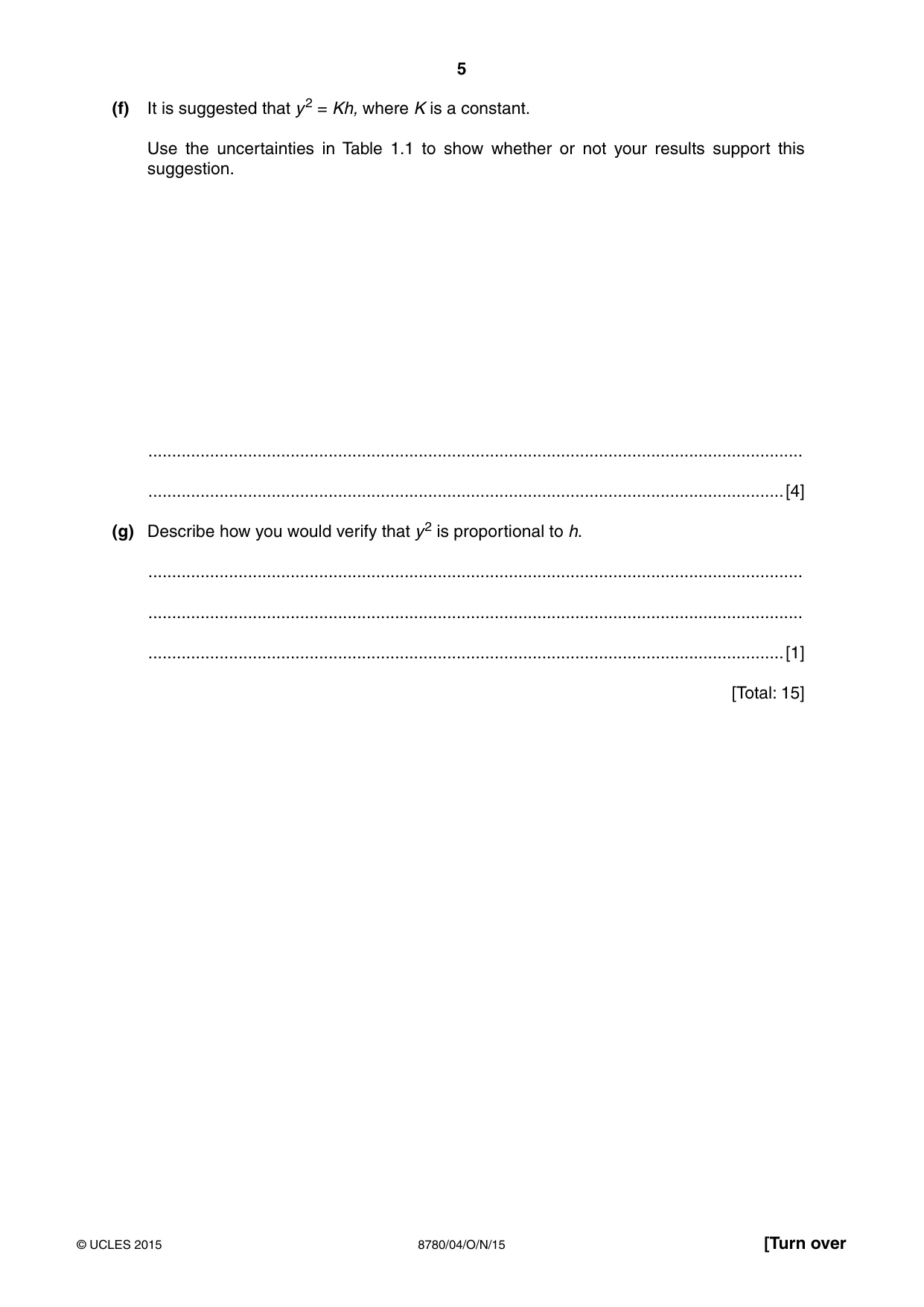 Cambridge A Level Physical Science 8780 2015 Oct/Nov Paper 4 · Variant 1 question paper, page 5 of 12