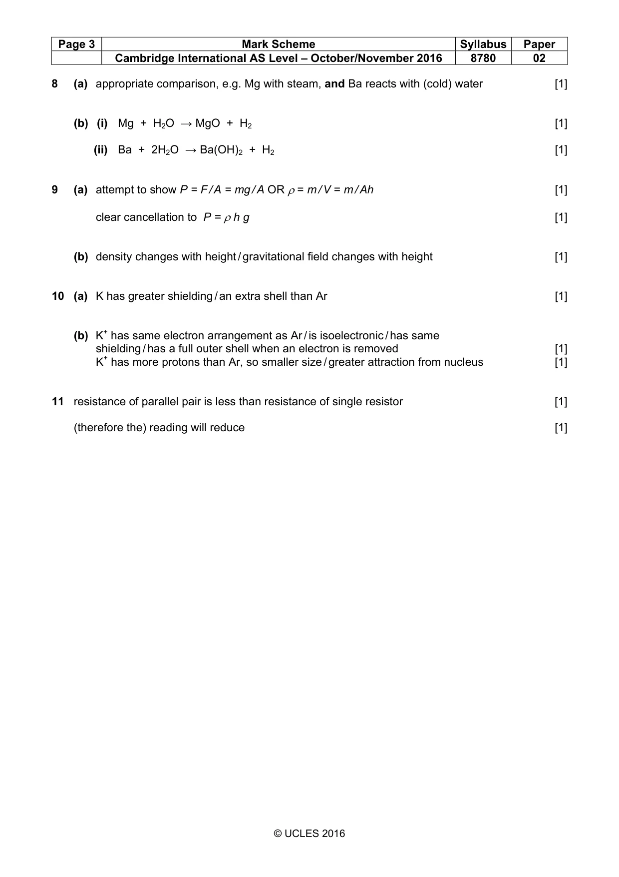 Mark scheme, page 3 of 3