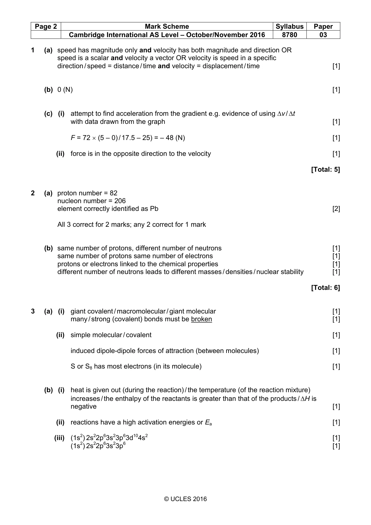 Mark scheme, page 2 of 6
