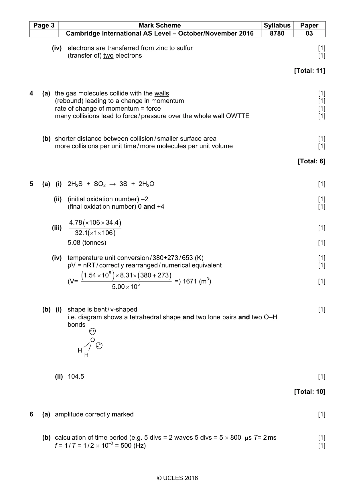 Mark scheme, page 3 of 6