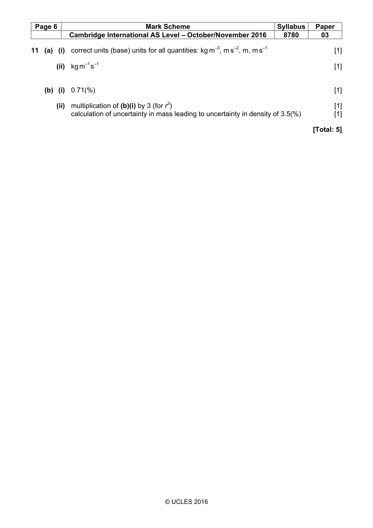 Mark scheme, page 6 of 6