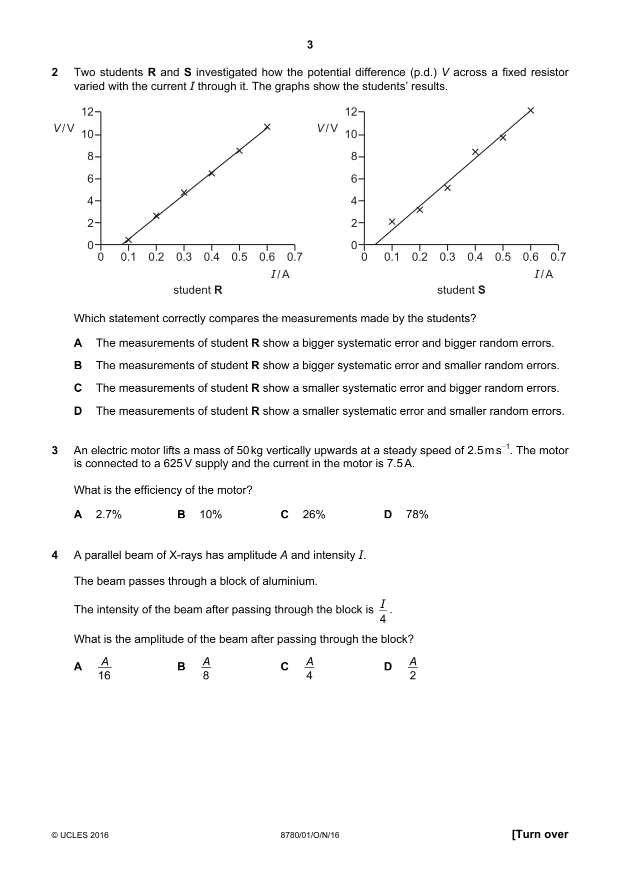 Cambridge A Level Physical Science 8780 2016 Oct/Nov Paper 1 · Variant 1 question paper, page 3 of 12