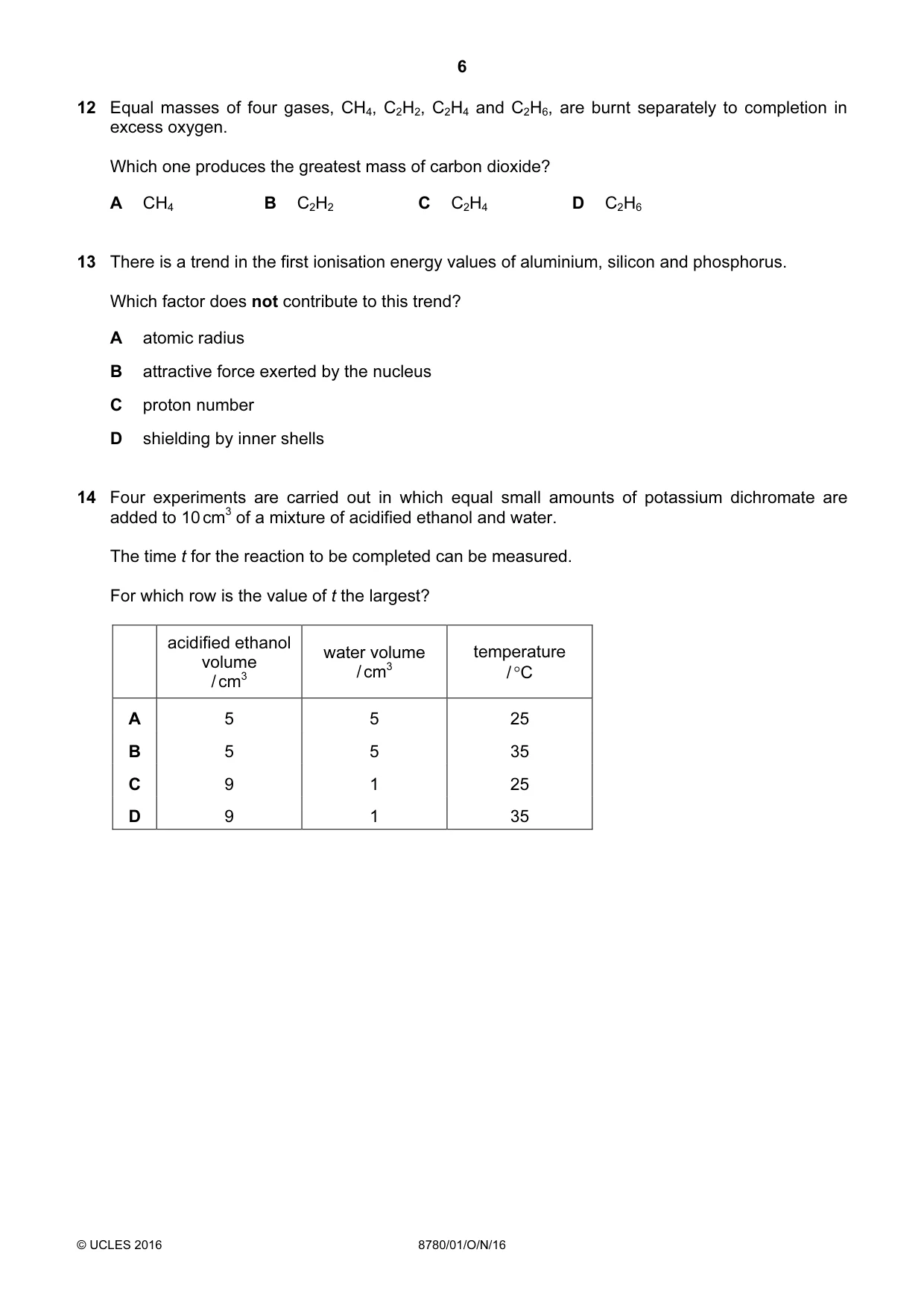 Cambridge A Level Physical Science 8780 2016 Oct/Nov Paper 1 · Variant 1 question paper, page 6 of 12