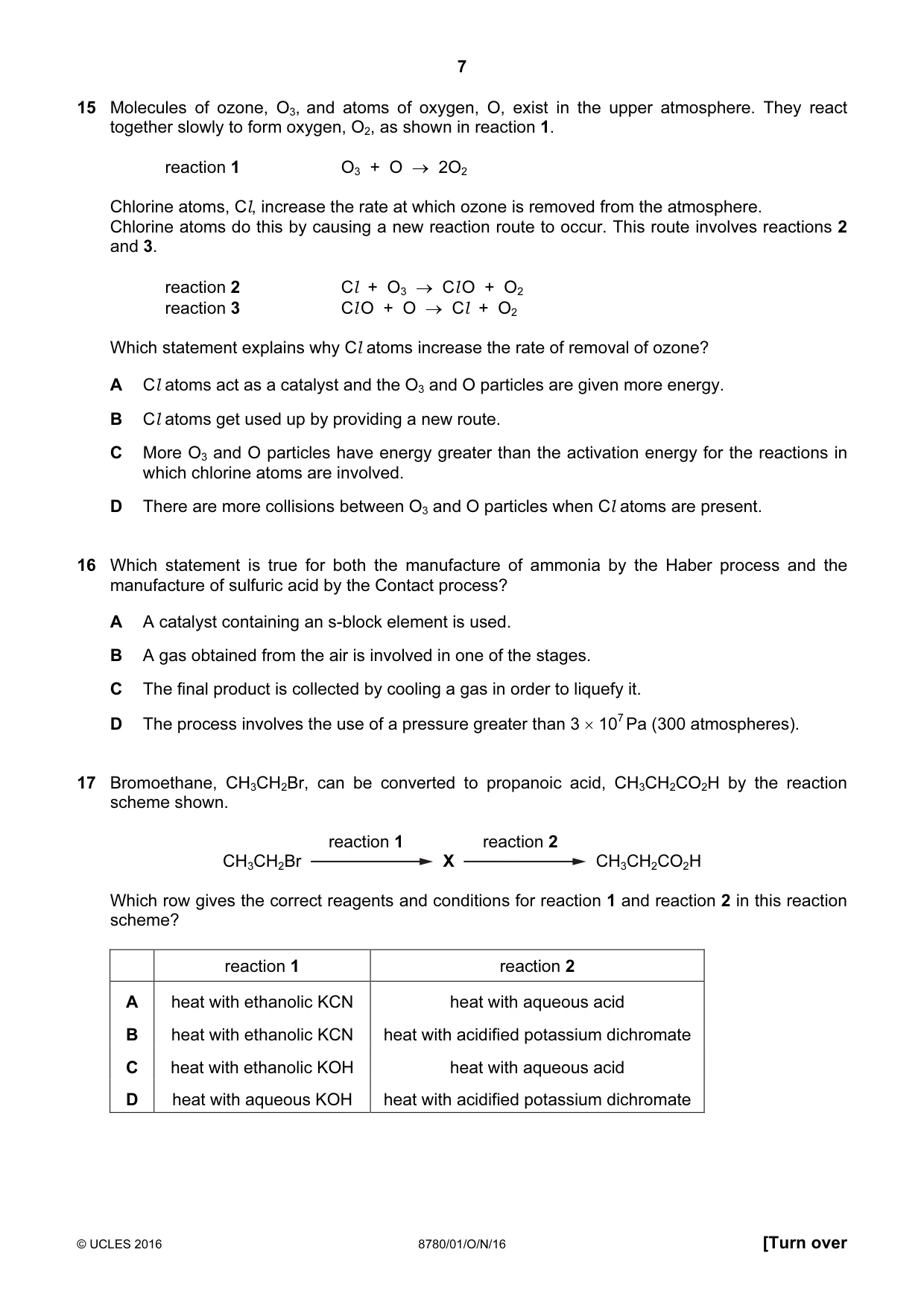Cambridge A Level Physical Science 8780 2016 Oct/Nov Paper 1 · Variant 1 question paper, page 7 of 12