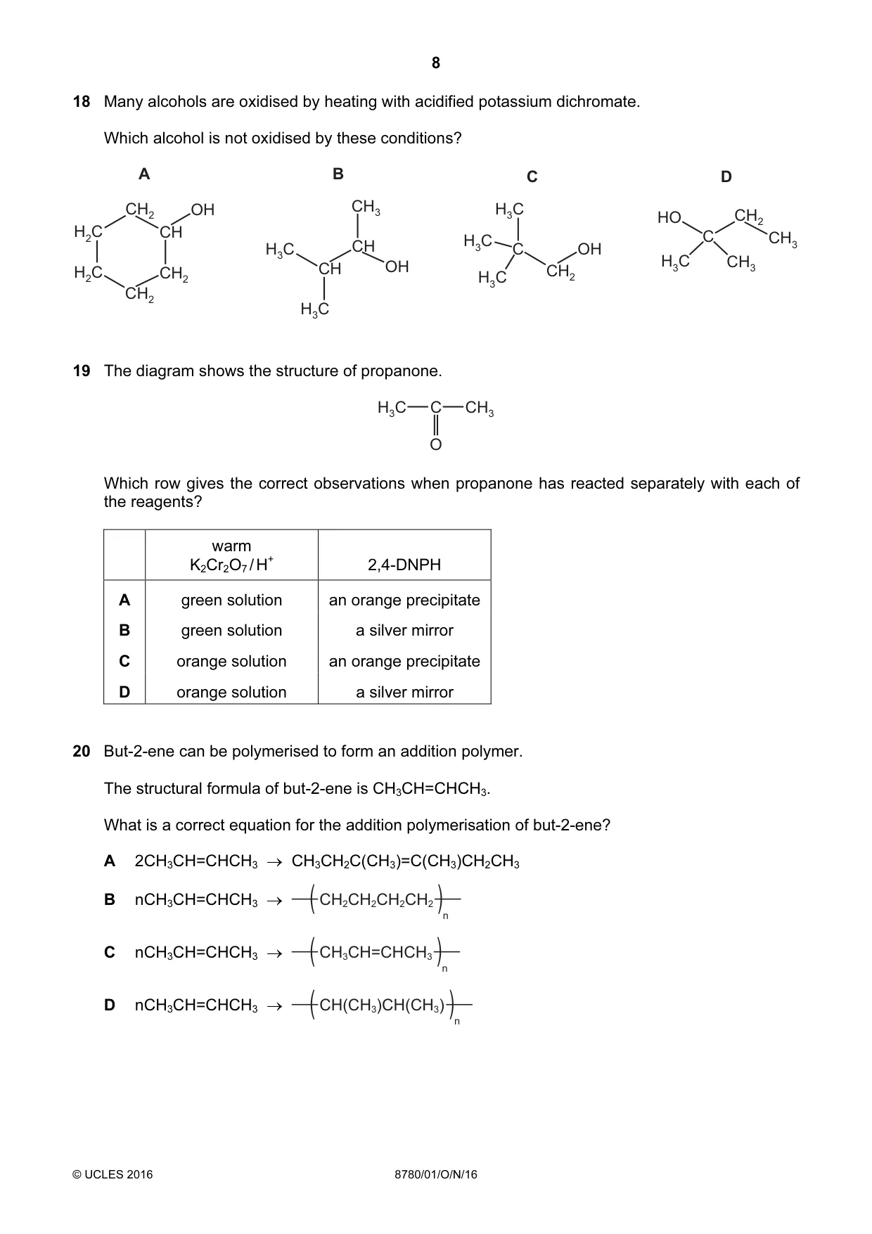 Cambridge A Level Physical Science 8780 2016 Oct/Nov Paper 1 · Variant 1 question paper, page 8 of 12