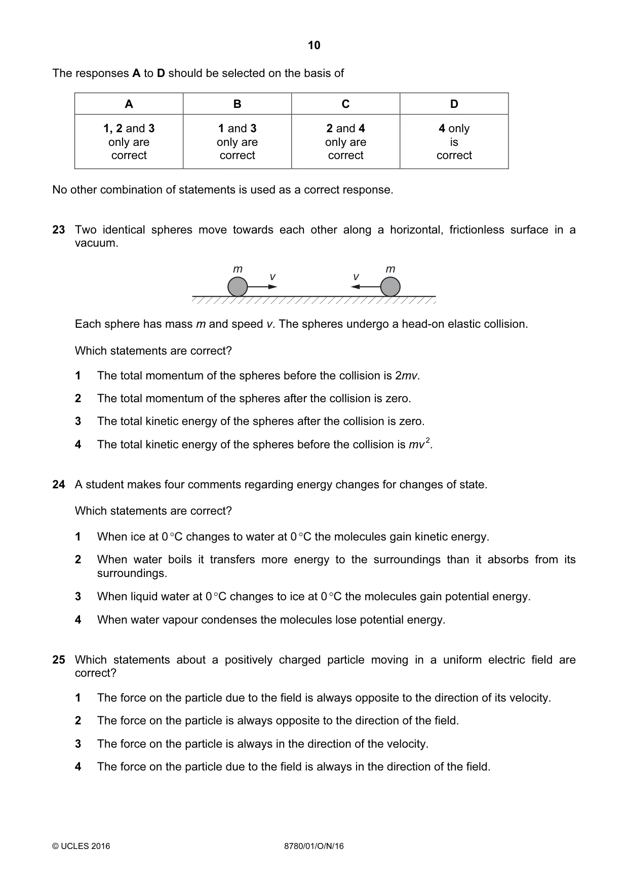 Cambridge A Level Physical Science 8780 2016 Oct/Nov Paper 1 · Variant 1 question paper, page 10 of 12