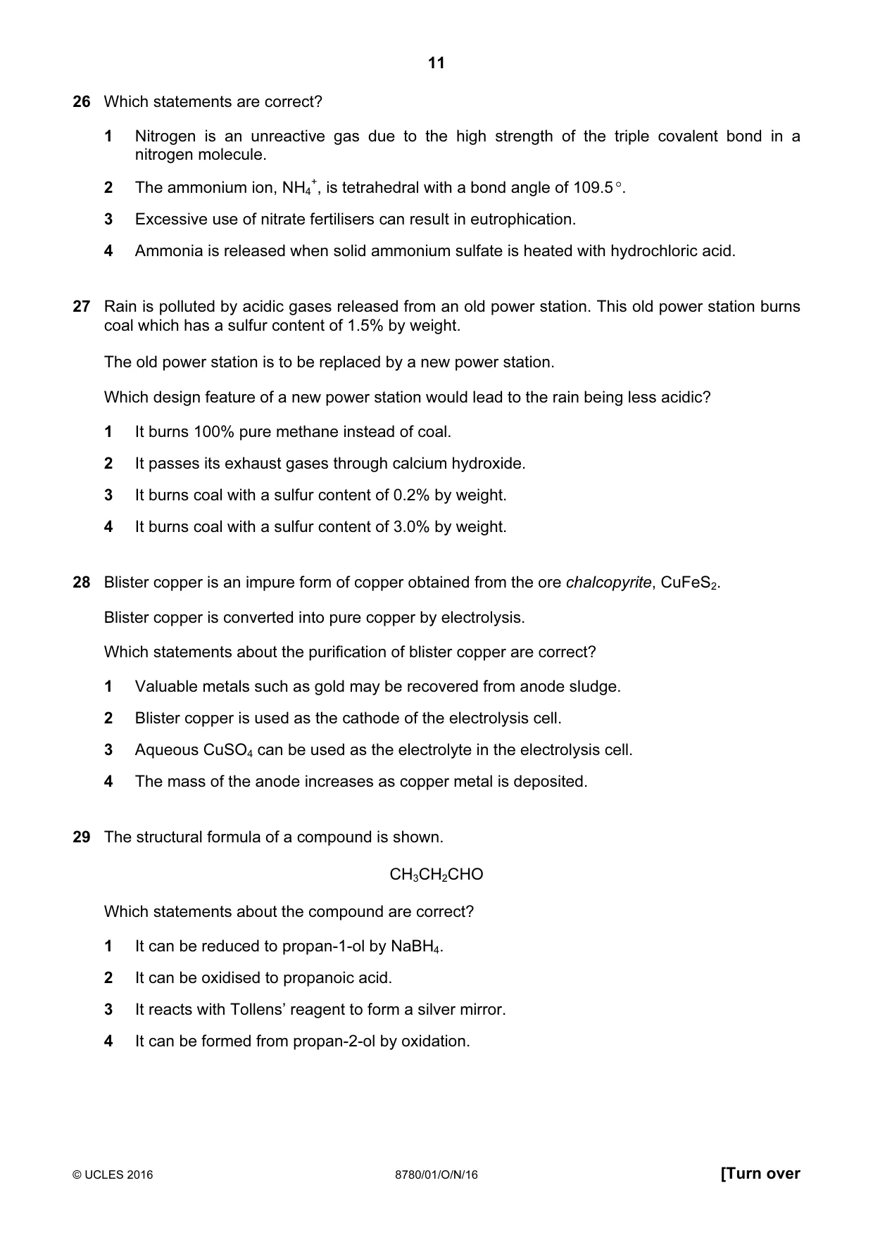 Cambridge A Level Physical Science 8780 2016 Oct/Nov Paper 1 · Variant 1 question paper, page 11 of 12