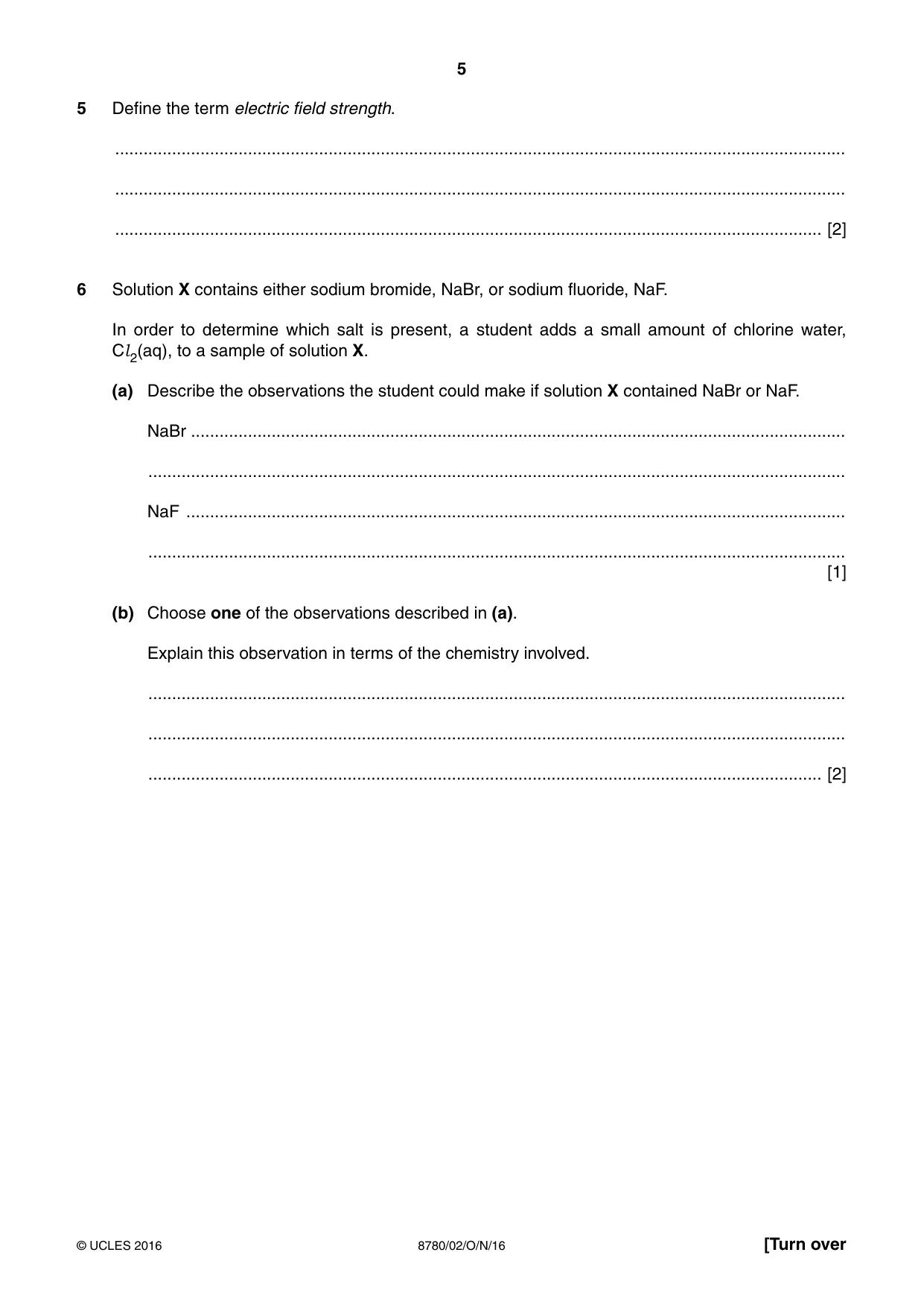 Cambridge A Level Physical Science 8780 2016 Oct/Nov Paper 2 · Variant 1 question paper, page 5 of 8