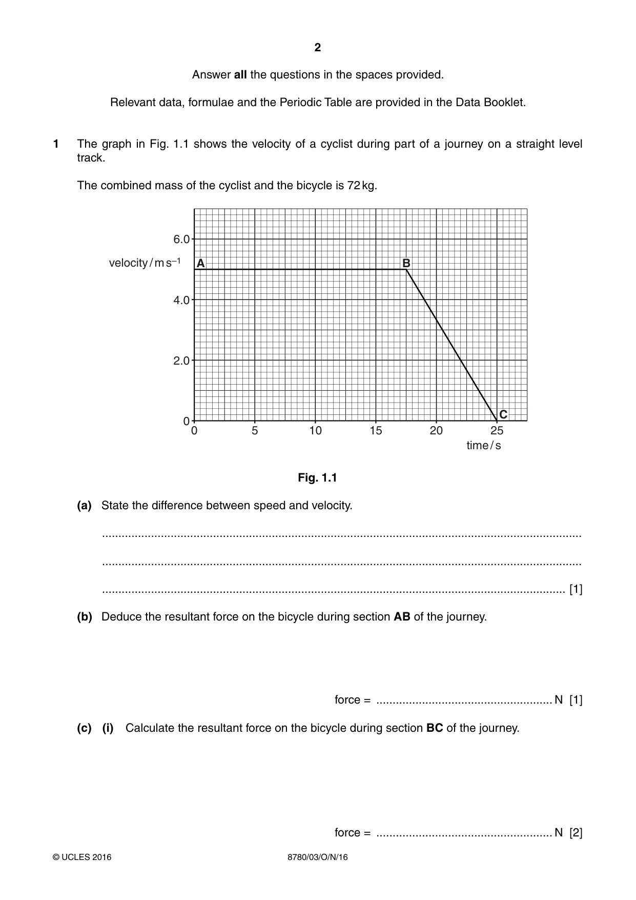 Cambridge A Level Physical Science 8780 2016 Oct/Nov Paper 3 · Variant 1 question paper, page 2 of 16