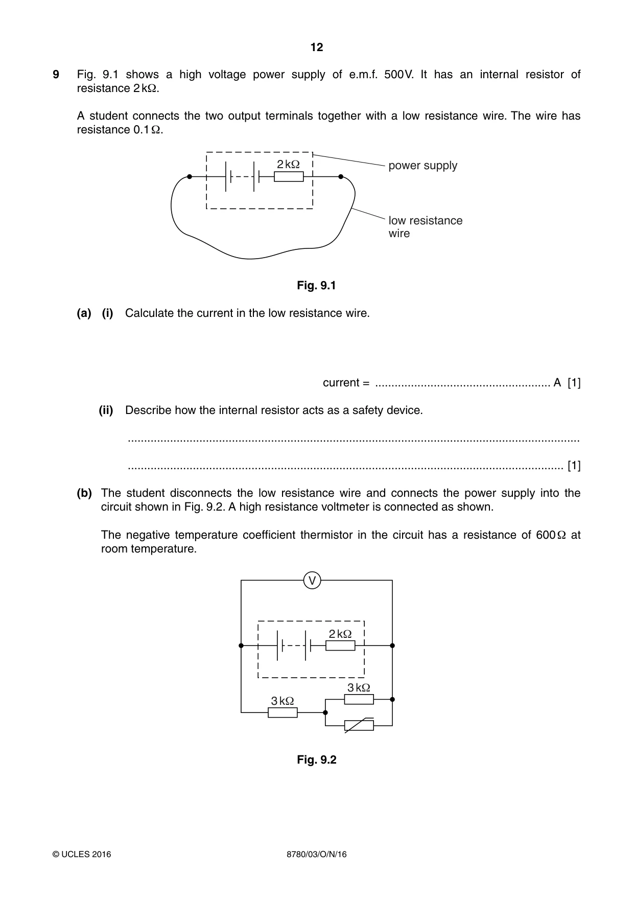 Cambridge A Level Physical Science 8780 2016 Oct/Nov Paper 3 · Variant 1 question paper, page 12 of 16