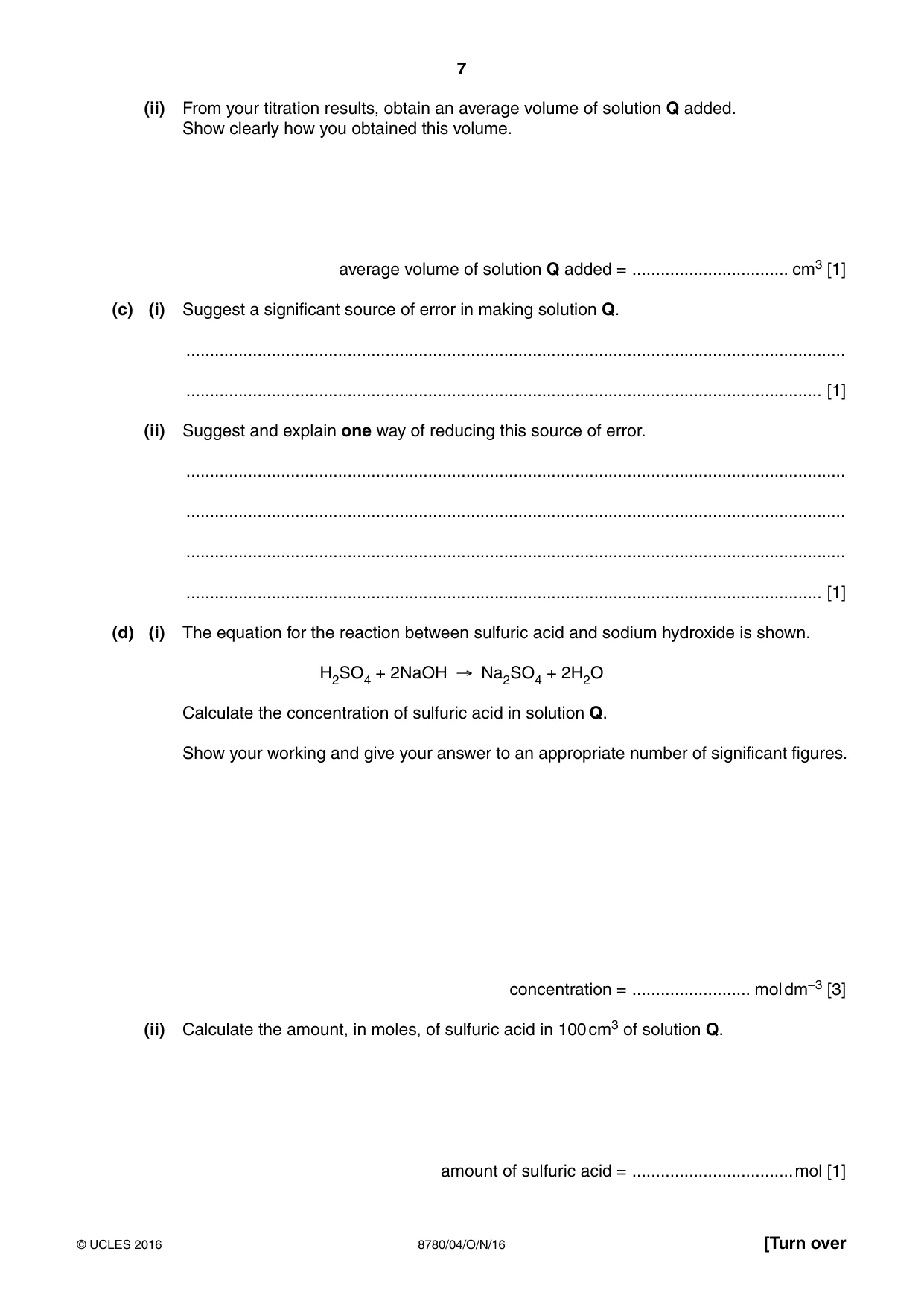 Cambridge A Level Physical Science 8780 2016 Oct/Nov Paper 4 · Variant 1 question paper, page 7 of 12