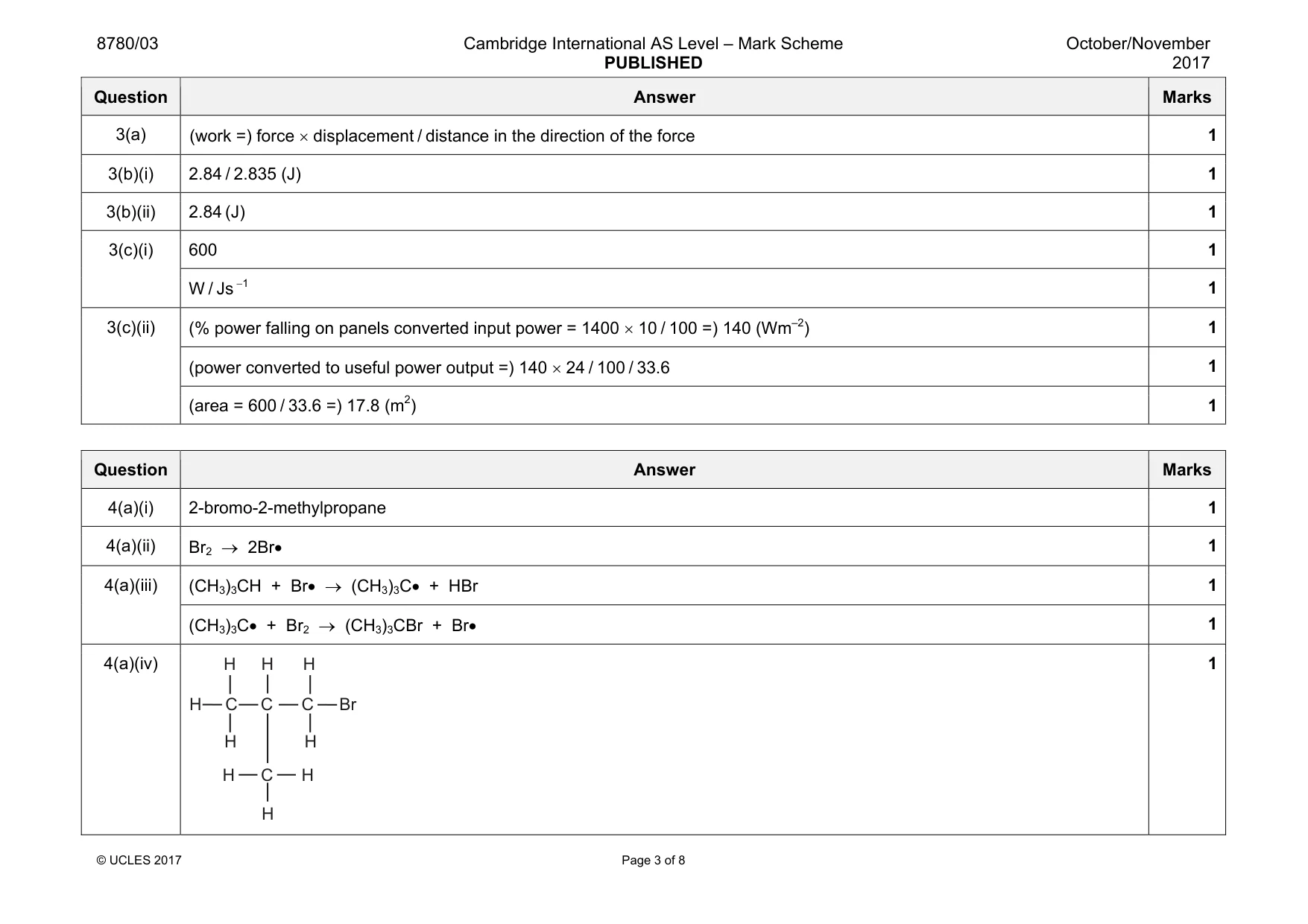 Mark scheme, page 3 of 8