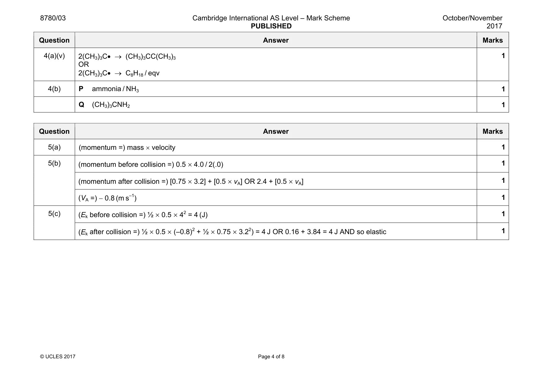 Mark scheme, page 4 of 8