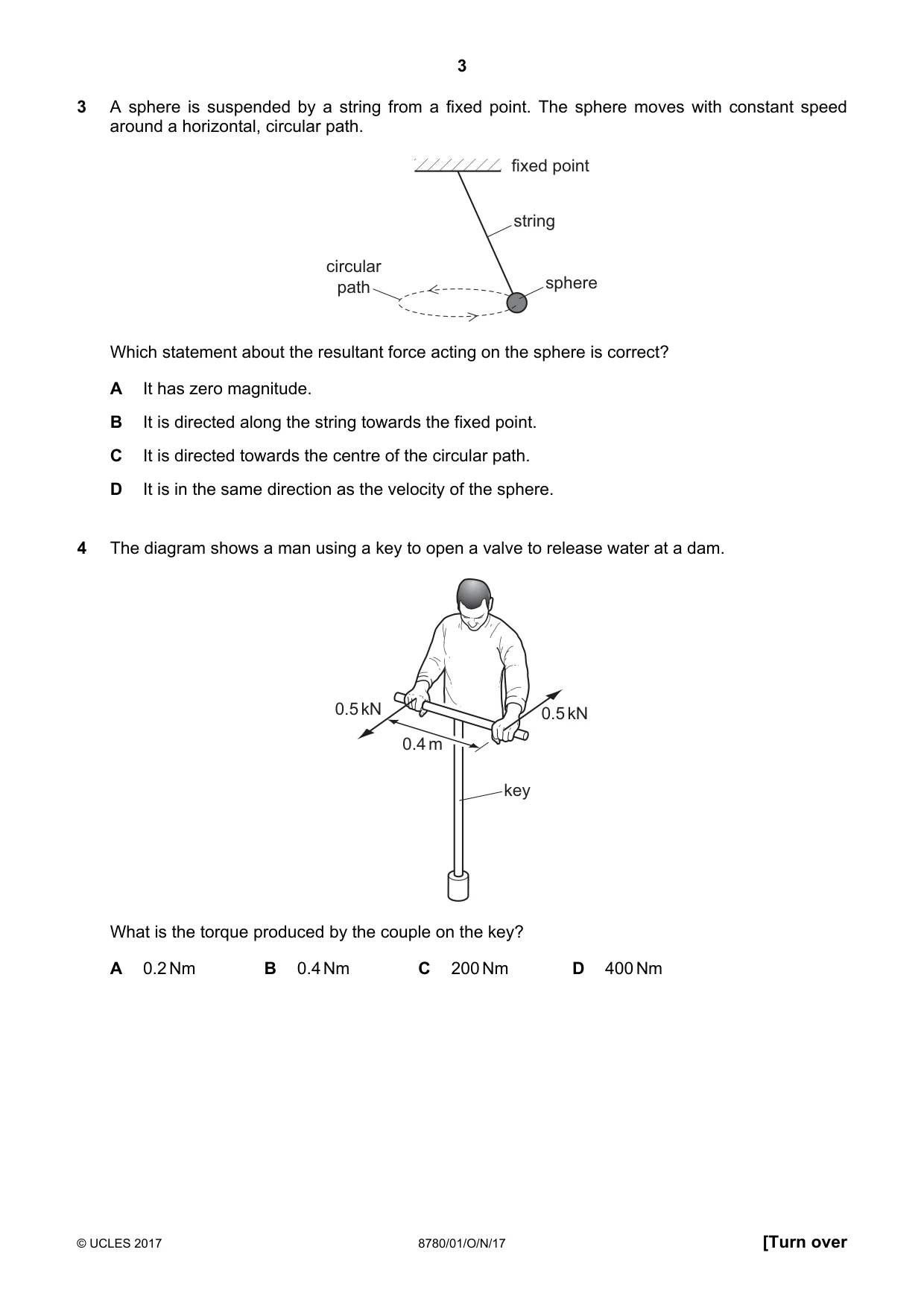 Cambridge A Level Physical Science 8780 2017 Oct/Nov Paper 1 · Variant 1 question paper, page 3 of 16