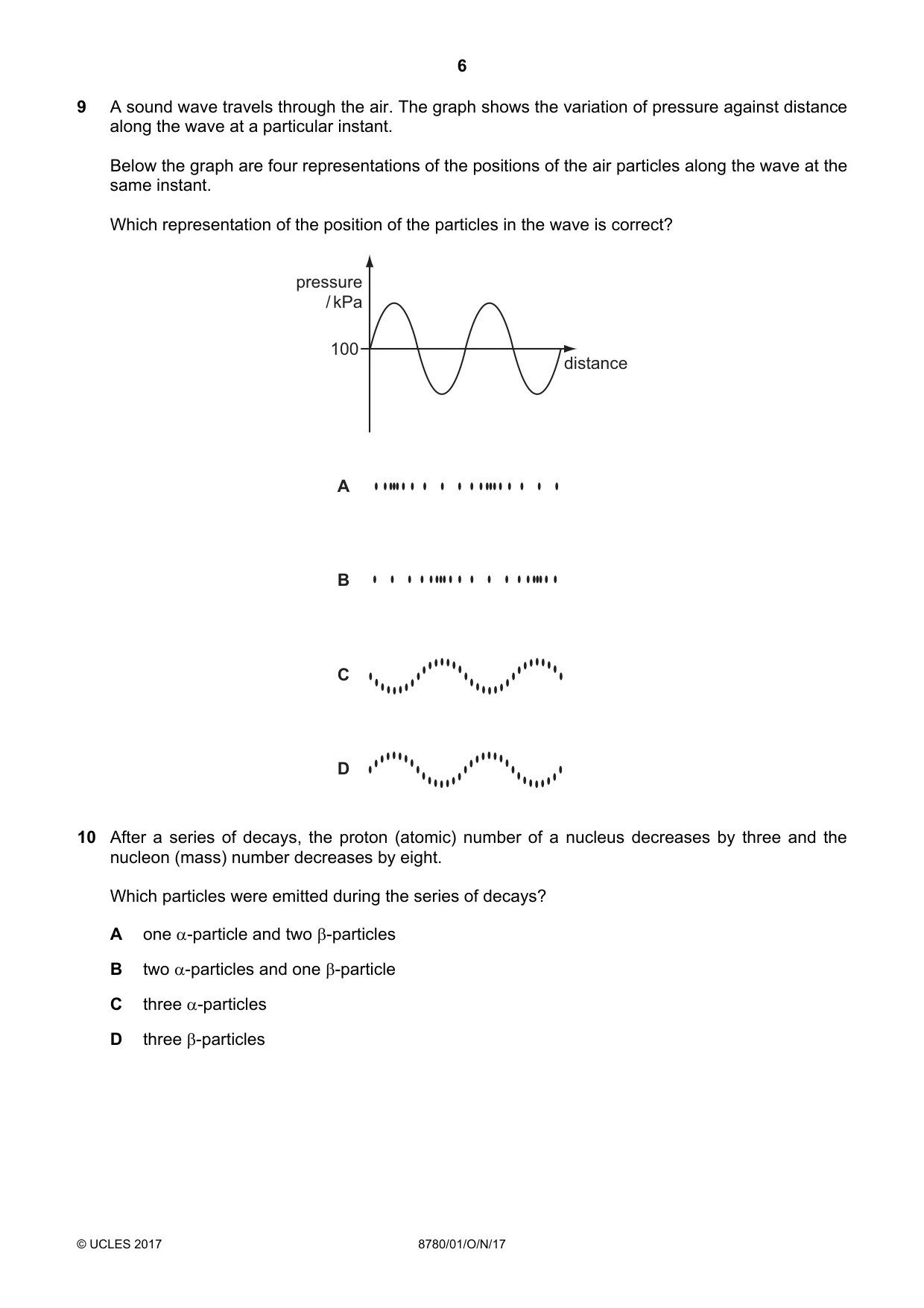 Cambridge A Level Physical Science 8780 2017 Oct/Nov Paper 1 · Variant 1 question paper, page 6 of 16