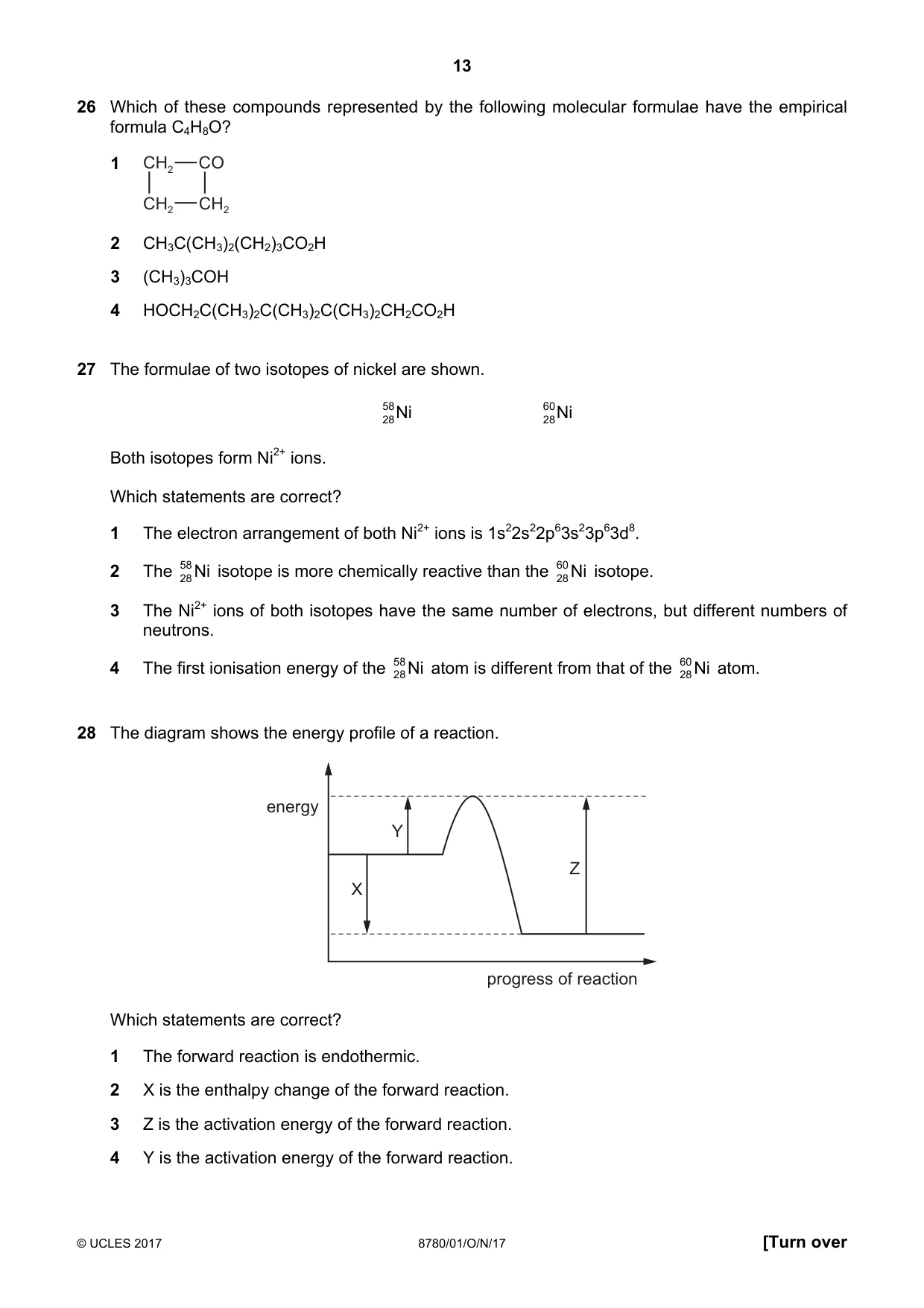 Cambridge A Level Physical Science 8780 2017 Oct/Nov Paper 1 · Variant 1 question paper, page 13 of 16