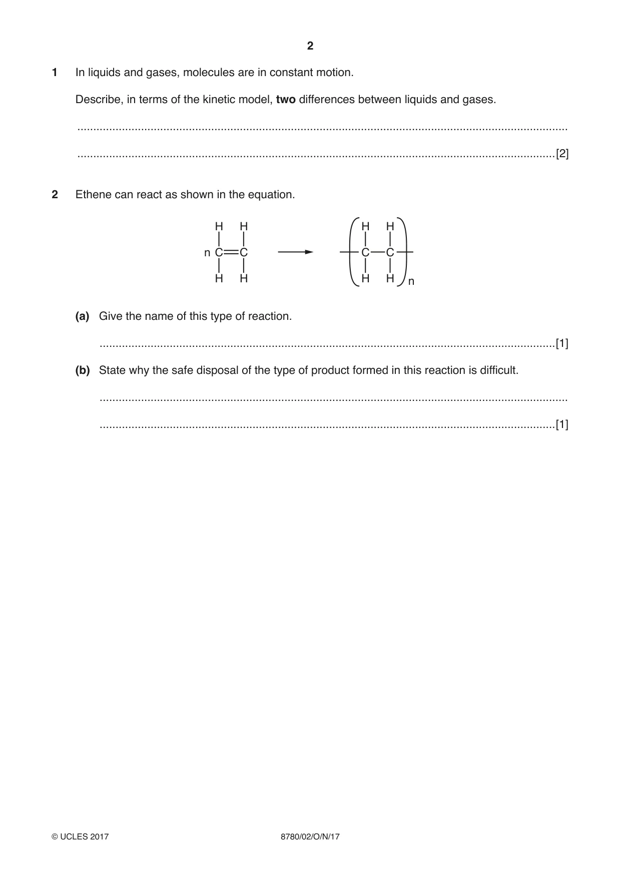 Cambridge A Level Physical Science 8780 2017 Oct/Nov Paper 2 · Variant 1 question paper, page 2 of 8