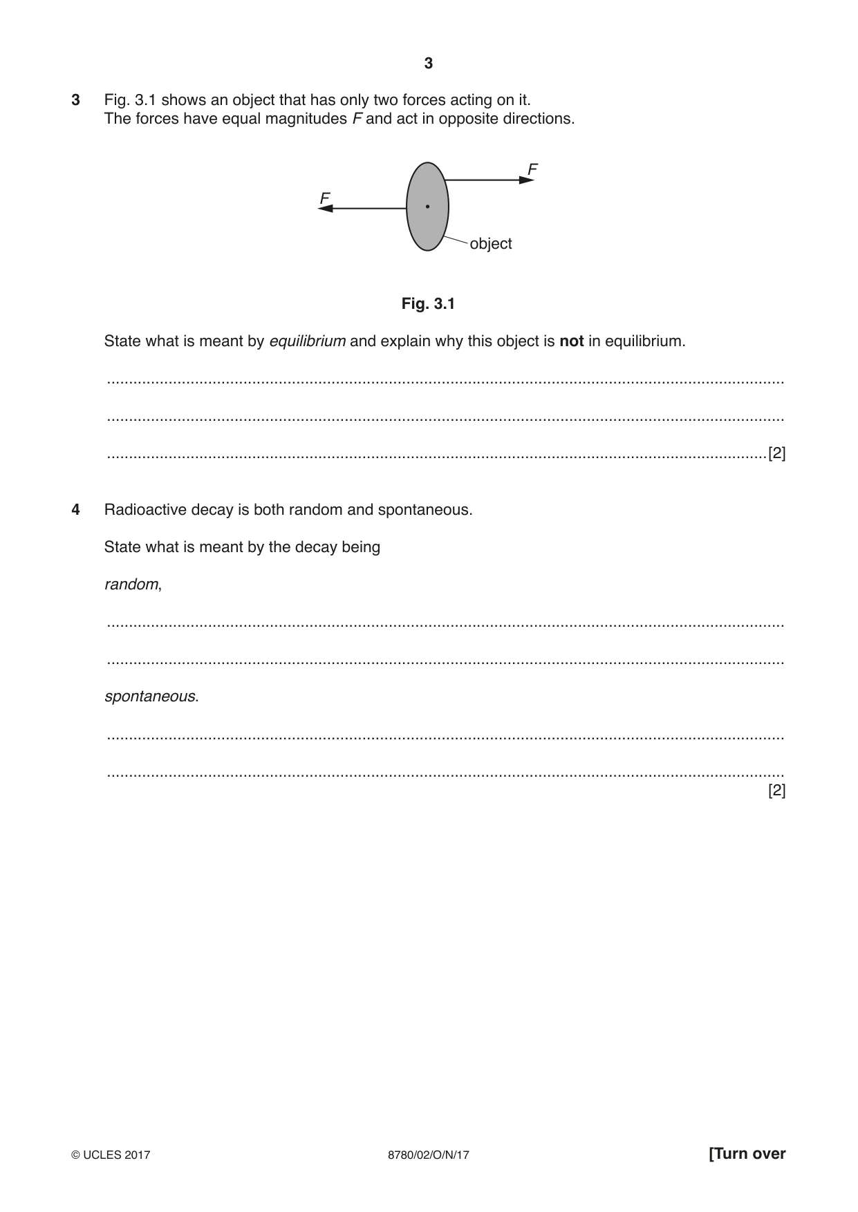 Cambridge A Level Physical Science 8780 2017 Oct/Nov Paper 2 · Variant 1 question paper, page 3 of 8