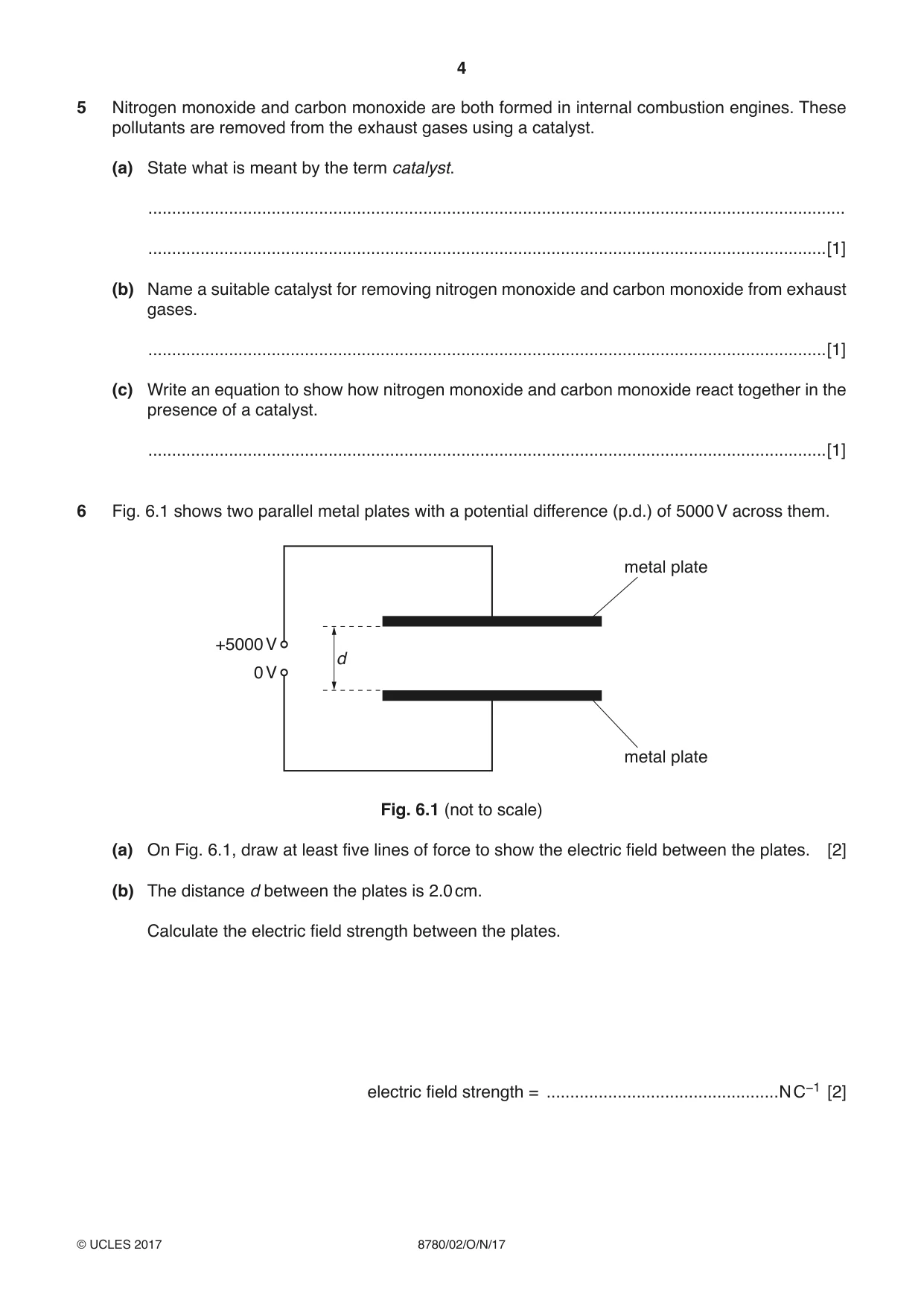 Cambridge A Level Physical Science 8780 2017 Oct/Nov Paper 2 · Variant 1 question paper, page 4 of 8