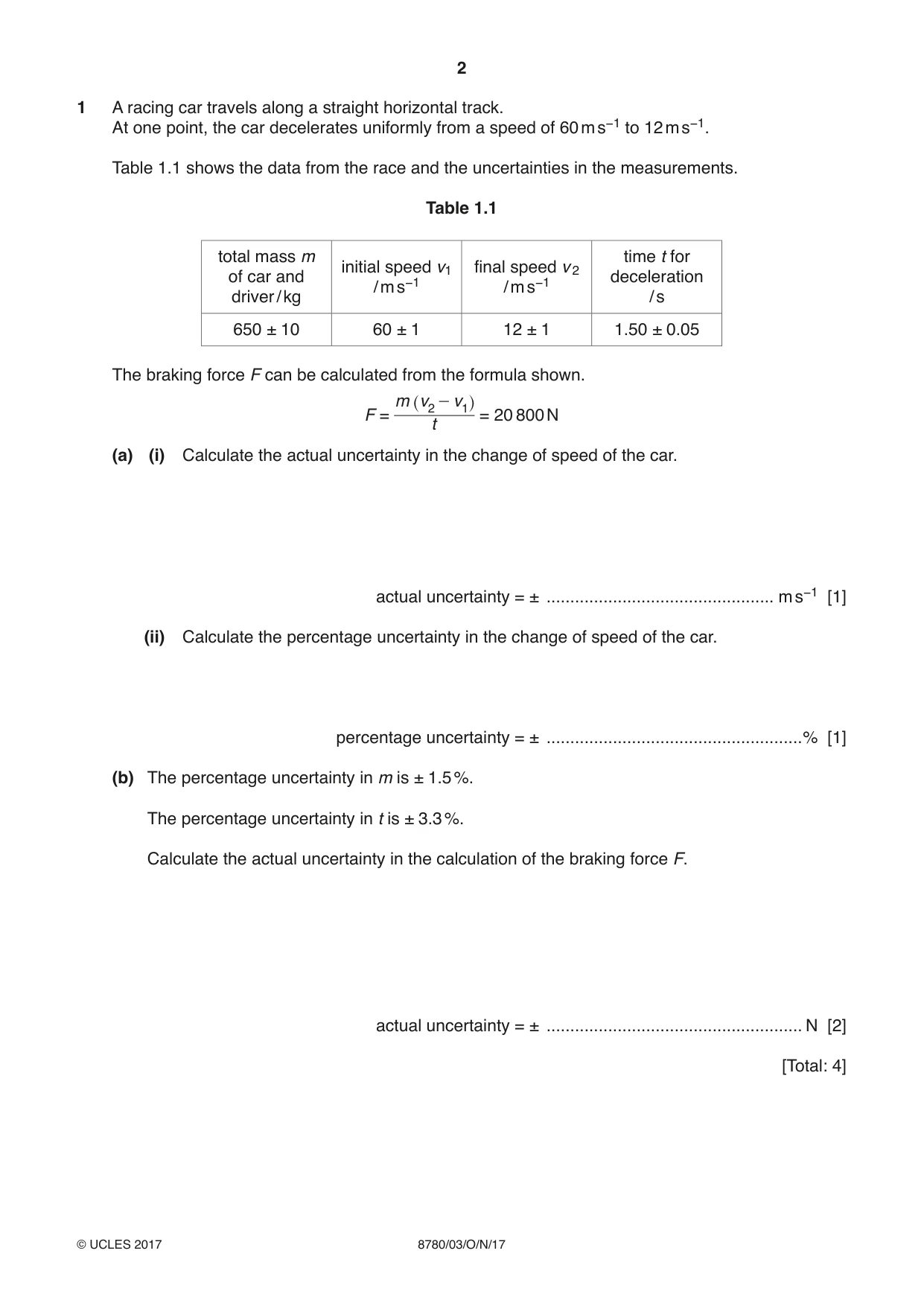 Cambridge A Level Physical Science 8780 2017 Oct/Nov Paper 3 · Variant 1 question paper, page 2 of 20