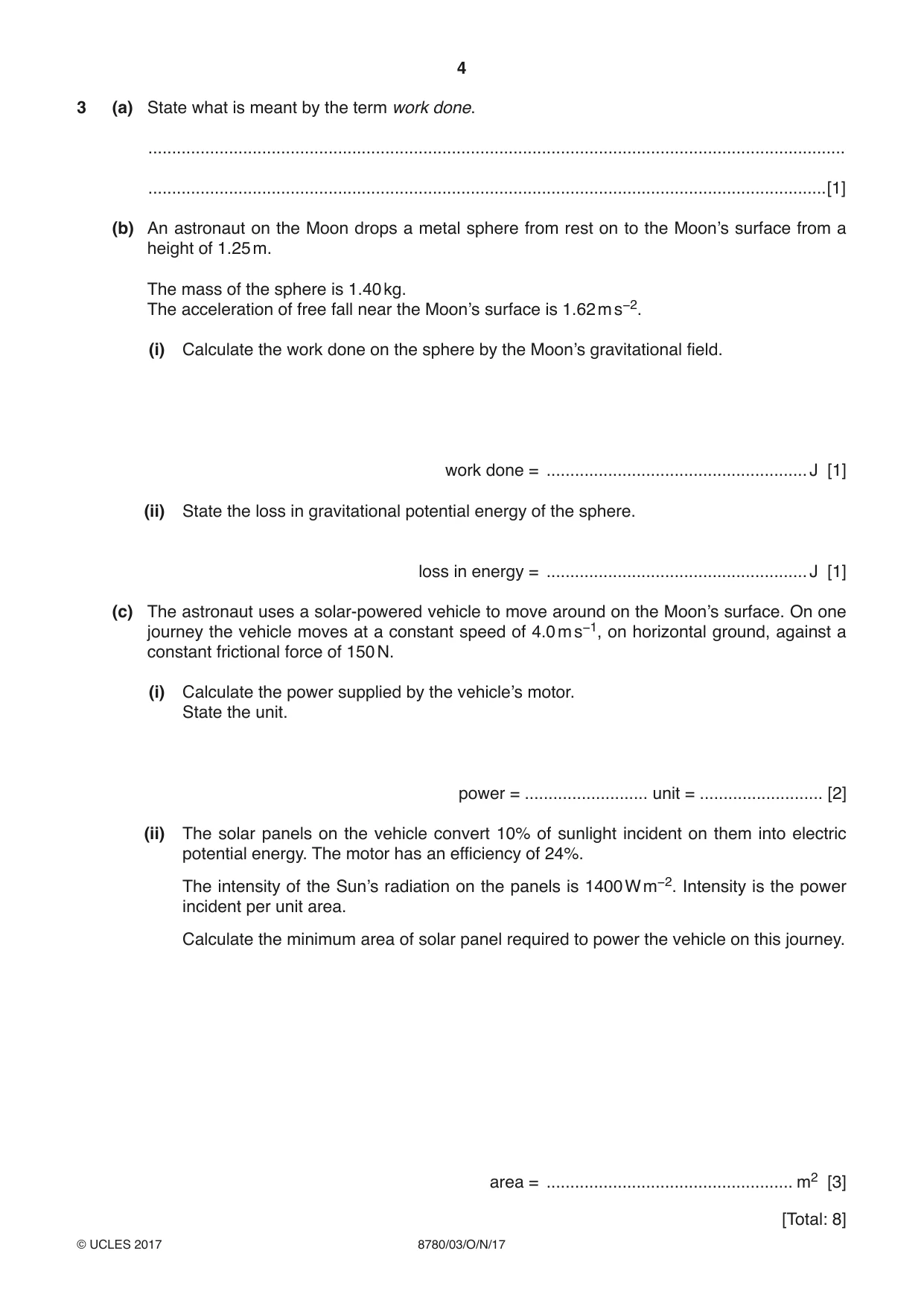 Cambridge A Level Physical Science 8780 2017 Oct/Nov Paper 3 · Variant 1 question paper, page 4 of 20