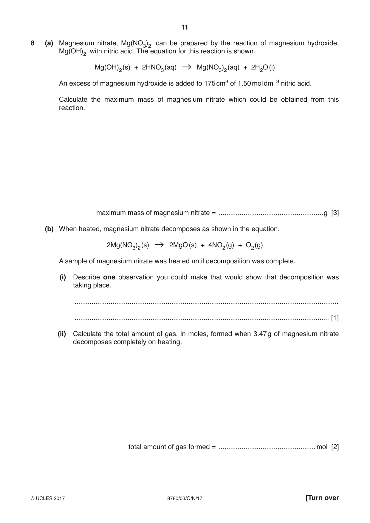 Cambridge A Level Physical Science 8780 2017 Oct/Nov Paper 3 · Variant 1 question paper, page 11 of 20