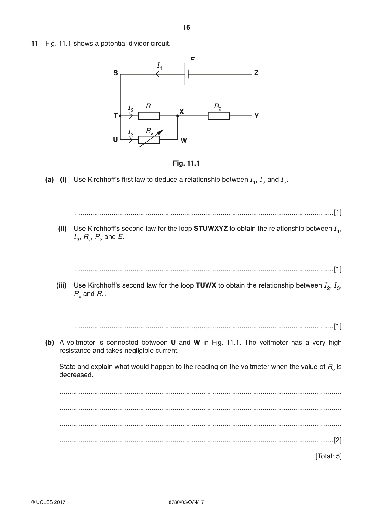 Cambridge A Level Physical Science 8780 2017 Oct/Nov Paper 3 · Variant 1 question paper, page 16 of 20