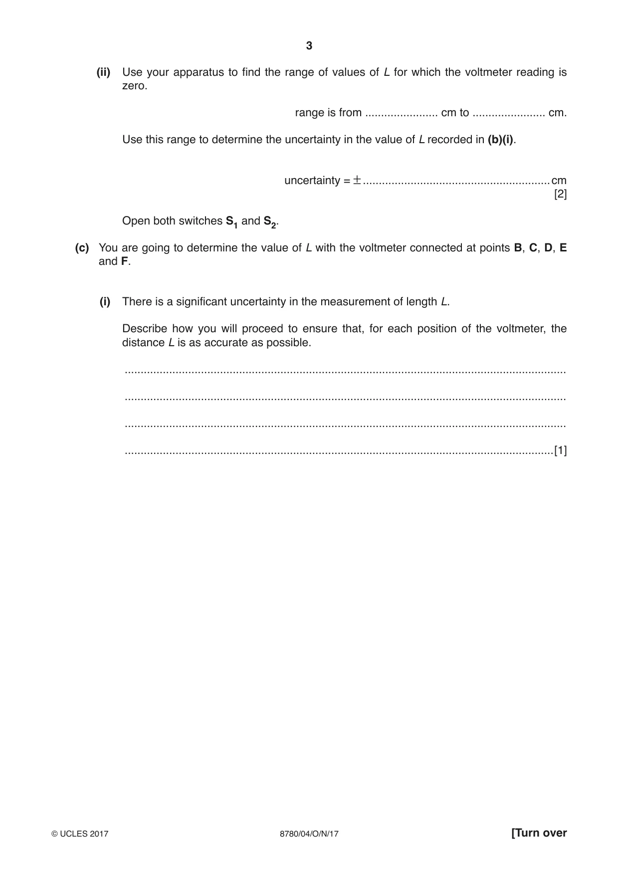 Cambridge A Level Physical Science 8780 2017 Oct/Nov Paper 4 · Variant 1 question paper, page 3 of 12
