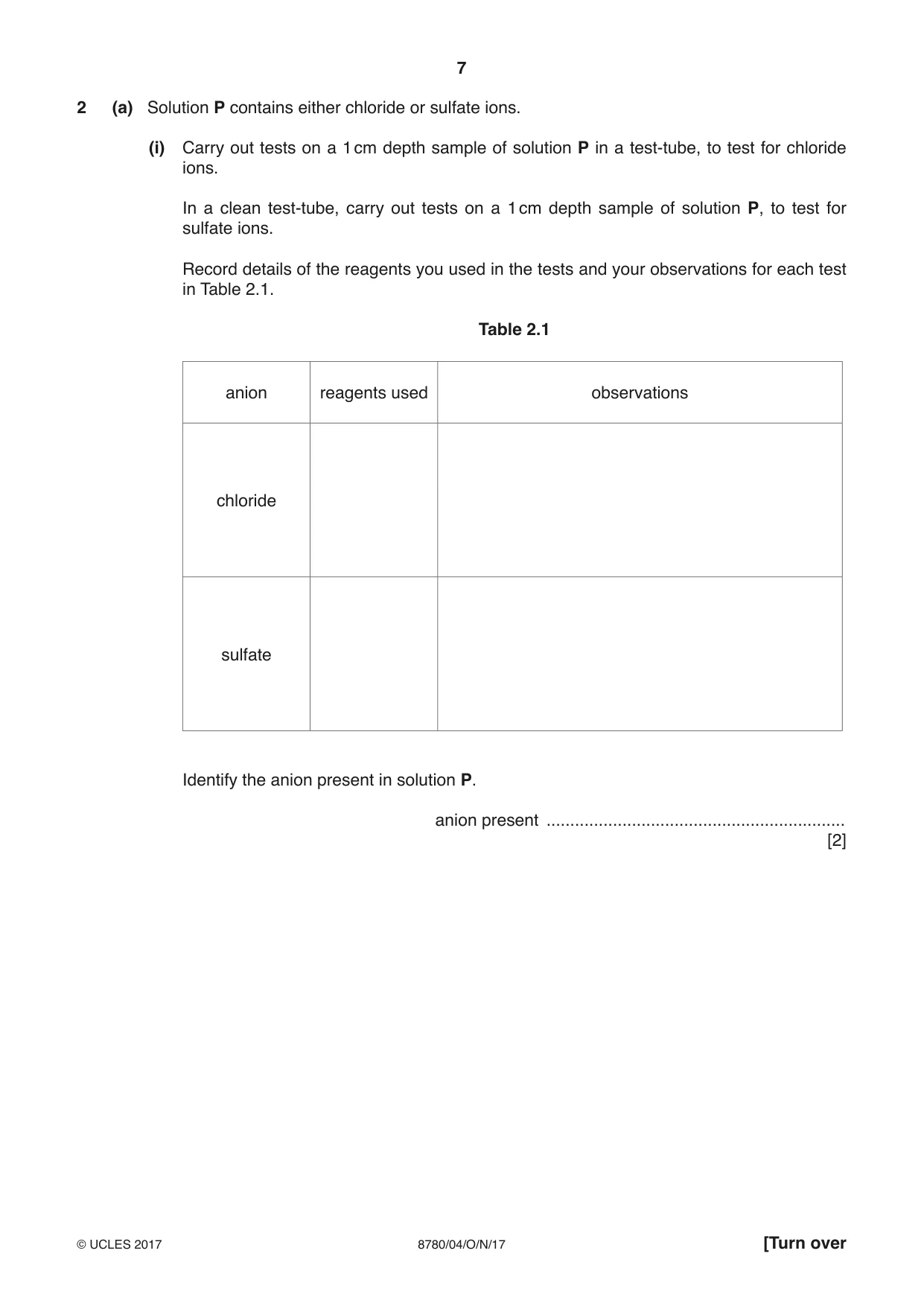 Cambridge A Level Physical Science 8780 2017 Oct/Nov Paper 4 · Variant 1 question paper, page 7 of 12