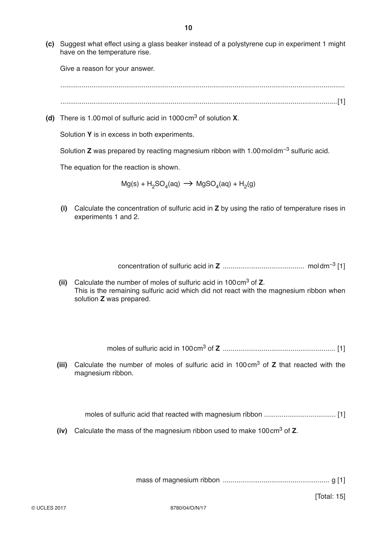 Cambridge A Level Physical Science 8780 2017 Oct/Nov Paper 4 · Variant 1 question paper, page 10 of 12