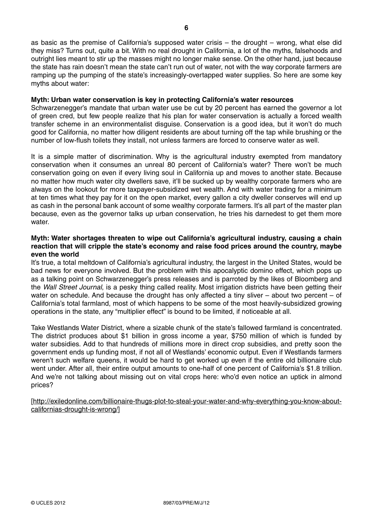 Cambridge A Level Global Perspectives (AS Level only, until Nov 2015) 8987 2012 May/June Paper 3 · Variant 1 question paper, page 6 of 12