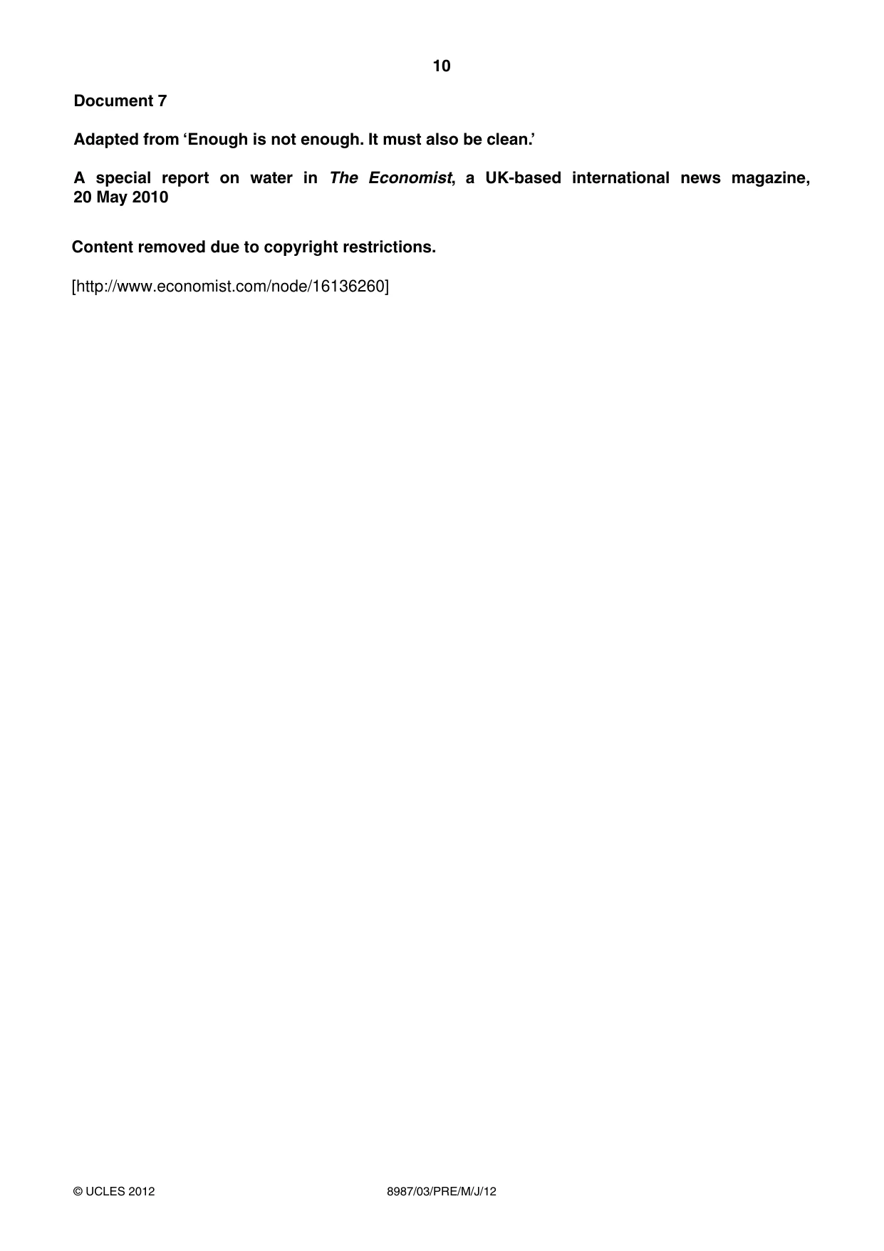 Cambridge A Level Global Perspectives (AS Level only, until Nov 2015) 8987 2012 May/June Paper 3 · Variant 1 question paper, page 10 of 12