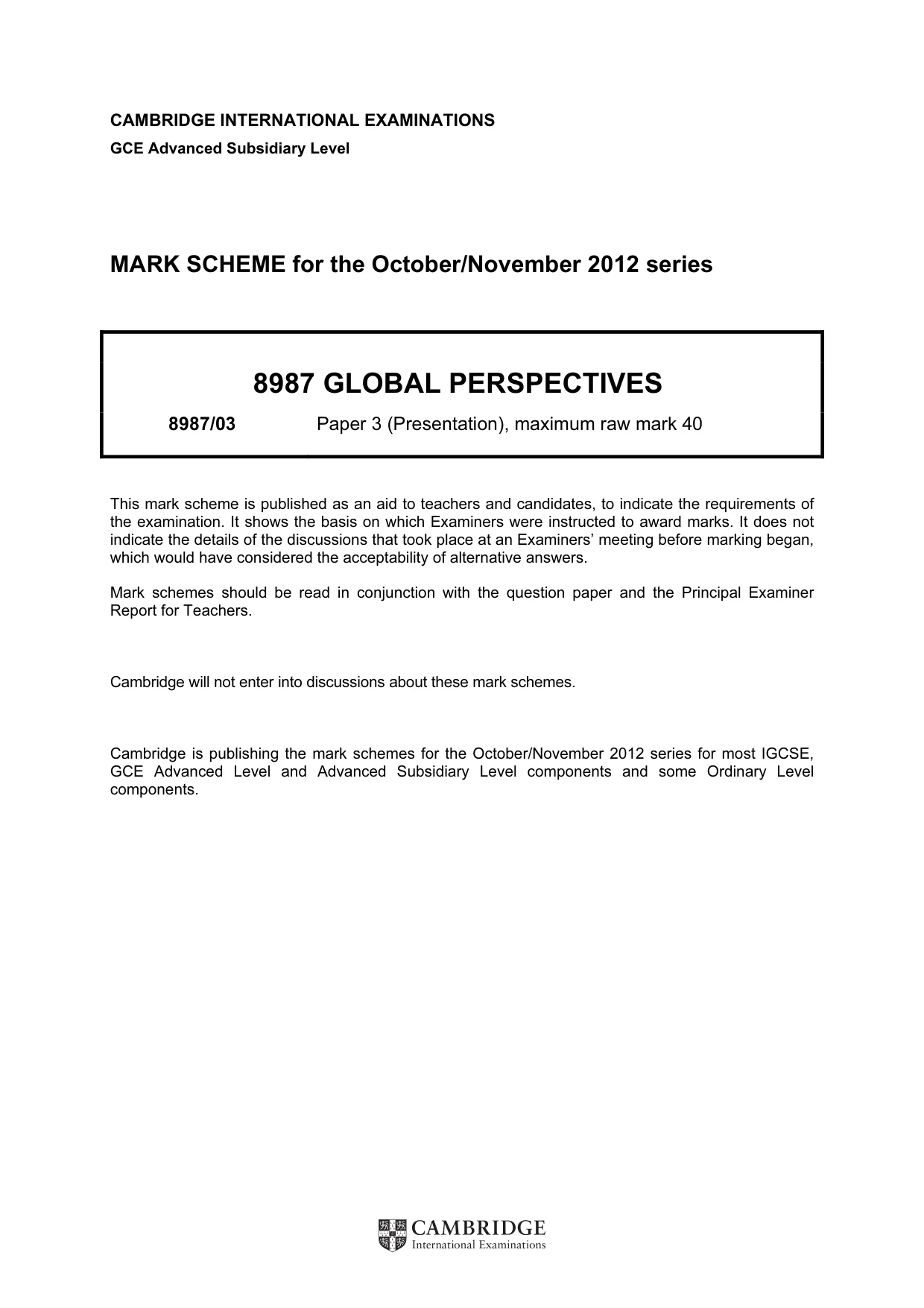 Mark scheme, page 1 of 4