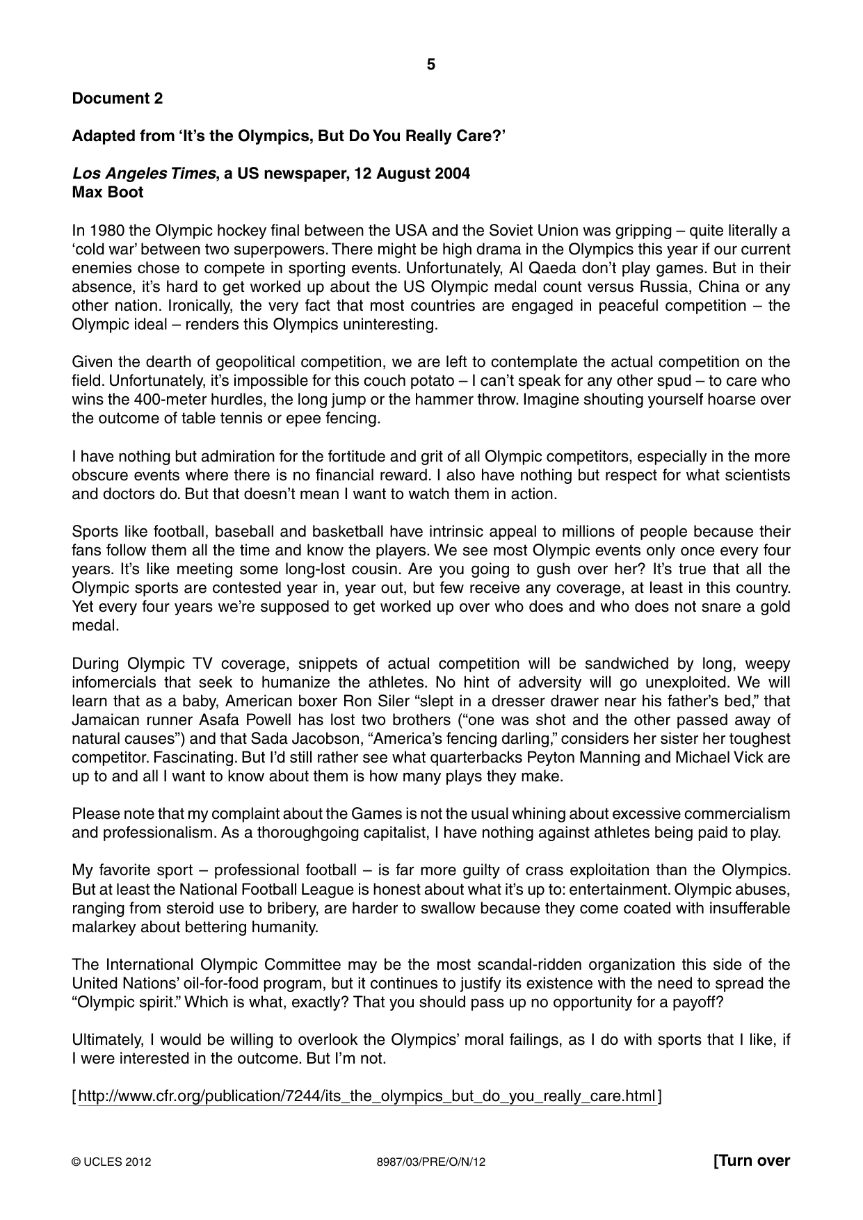 Cambridge A Level Global Perspectives (AS Level only, until Nov 2015) 8987 2012 Oct/Nov Paper 3 · Variant 1 question paper, page 5 of 16