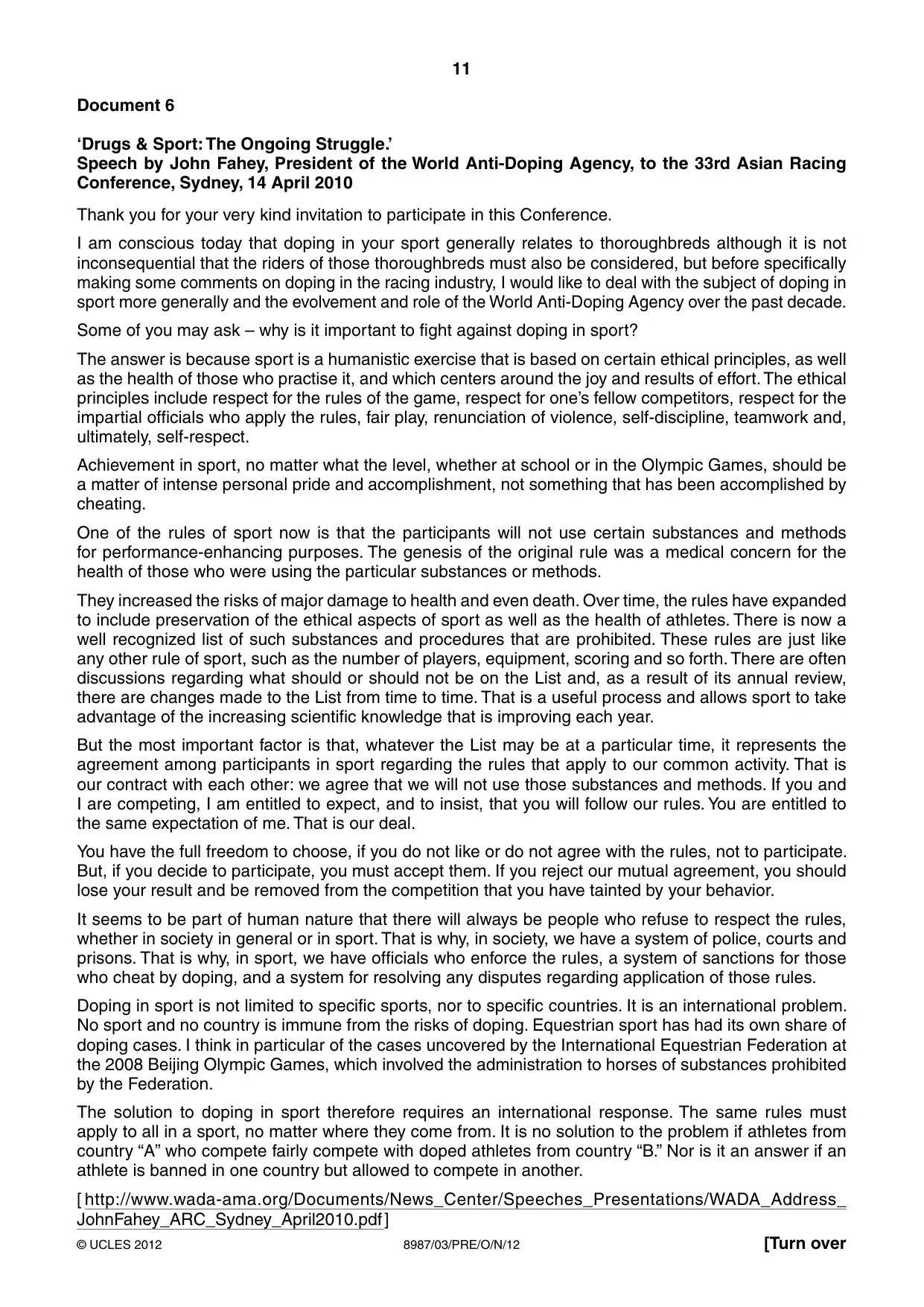 Cambridge A Level Global Perspectives (AS Level only, until Nov 2015) 8987 2012 Oct/Nov Paper 3 · Variant 1 question paper, page 11 of 16