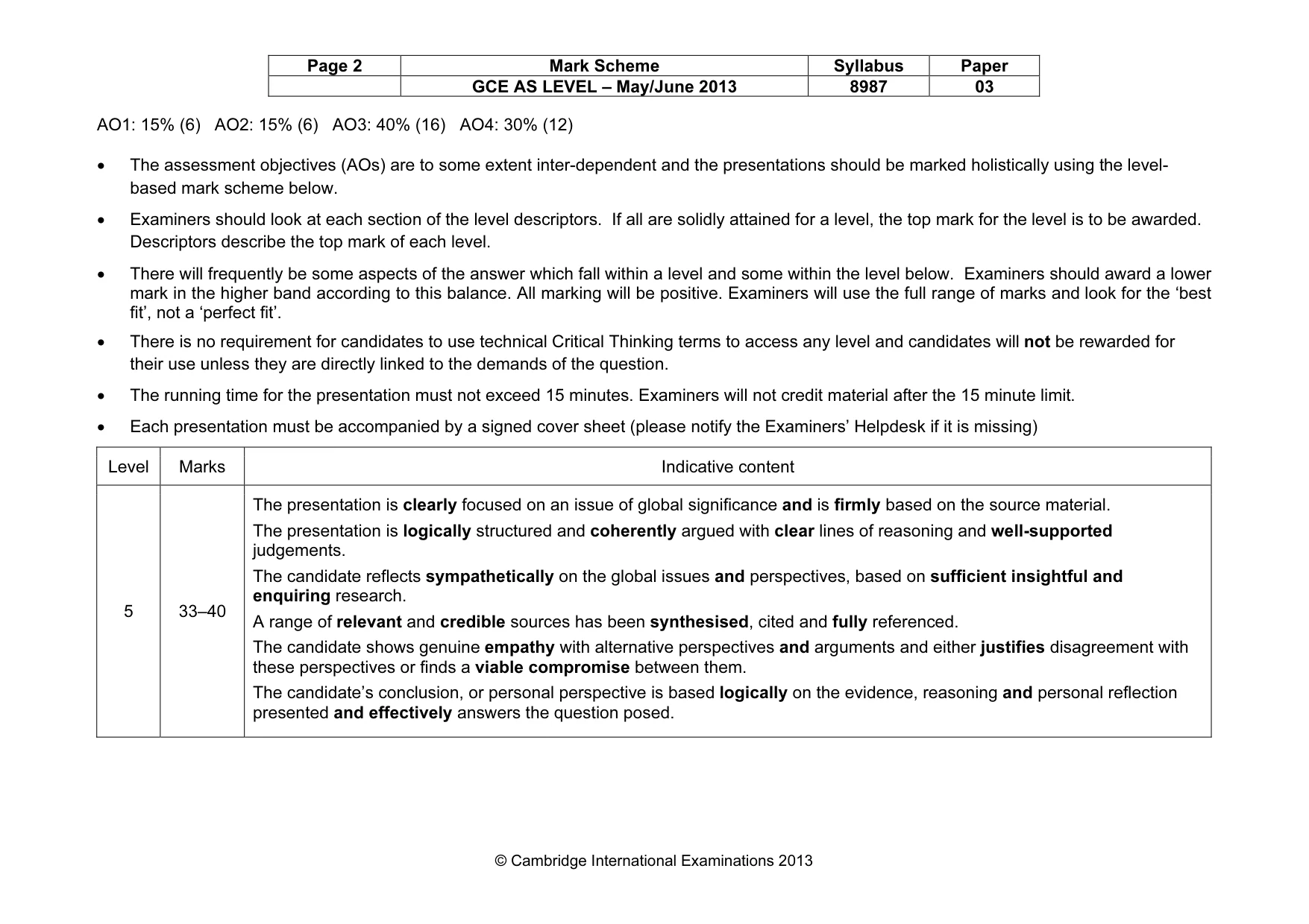 Mark scheme, page 2 of 4
