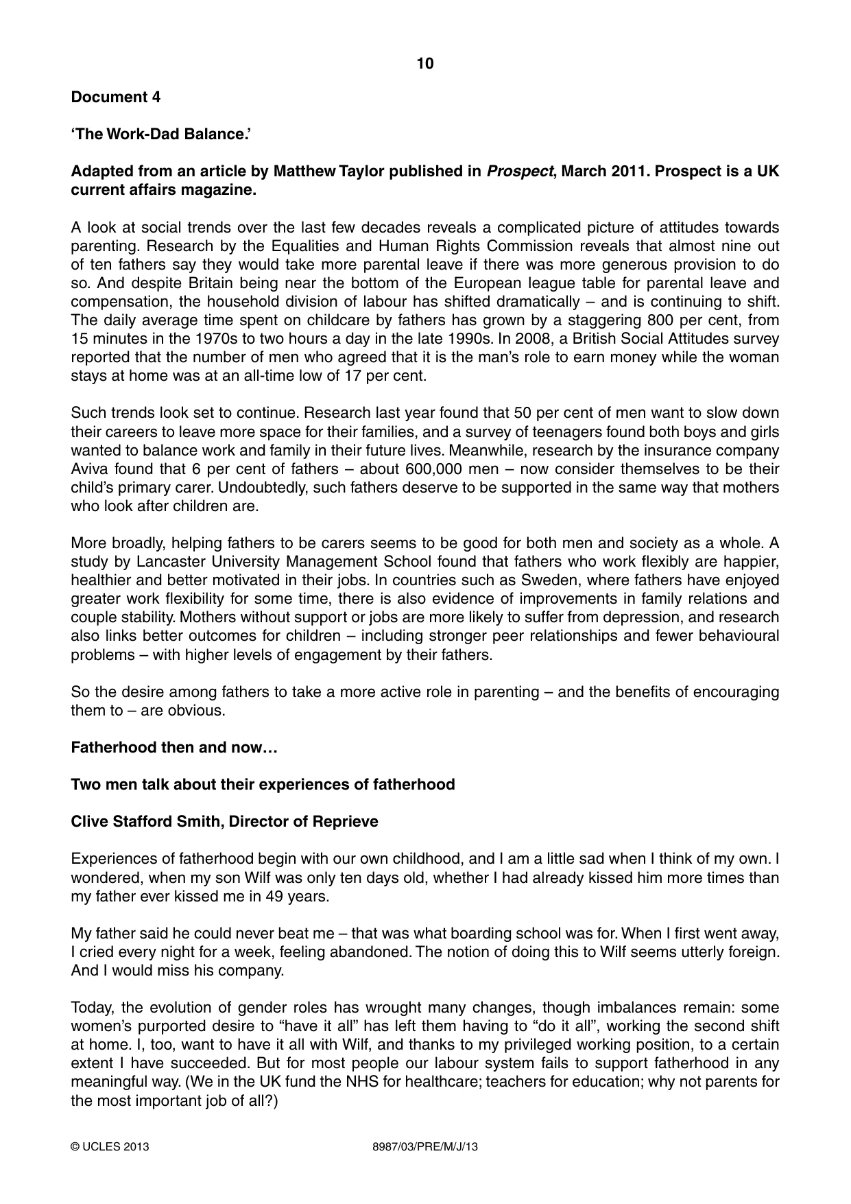 Cambridge A Level Global Perspectives (AS Level only, until Nov 2015) 8987 2013 May/June Paper 3 · Variant 1 question paper, page 10 of 20