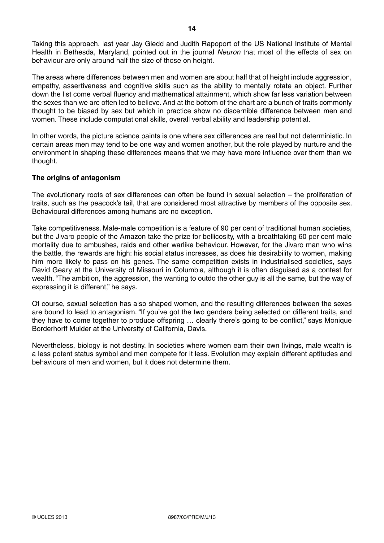 Cambridge A Level Global Perspectives (AS Level only, until Nov 2015) 8987 2013 May/June Paper 3 · Variant 1 question paper, page 14 of 20