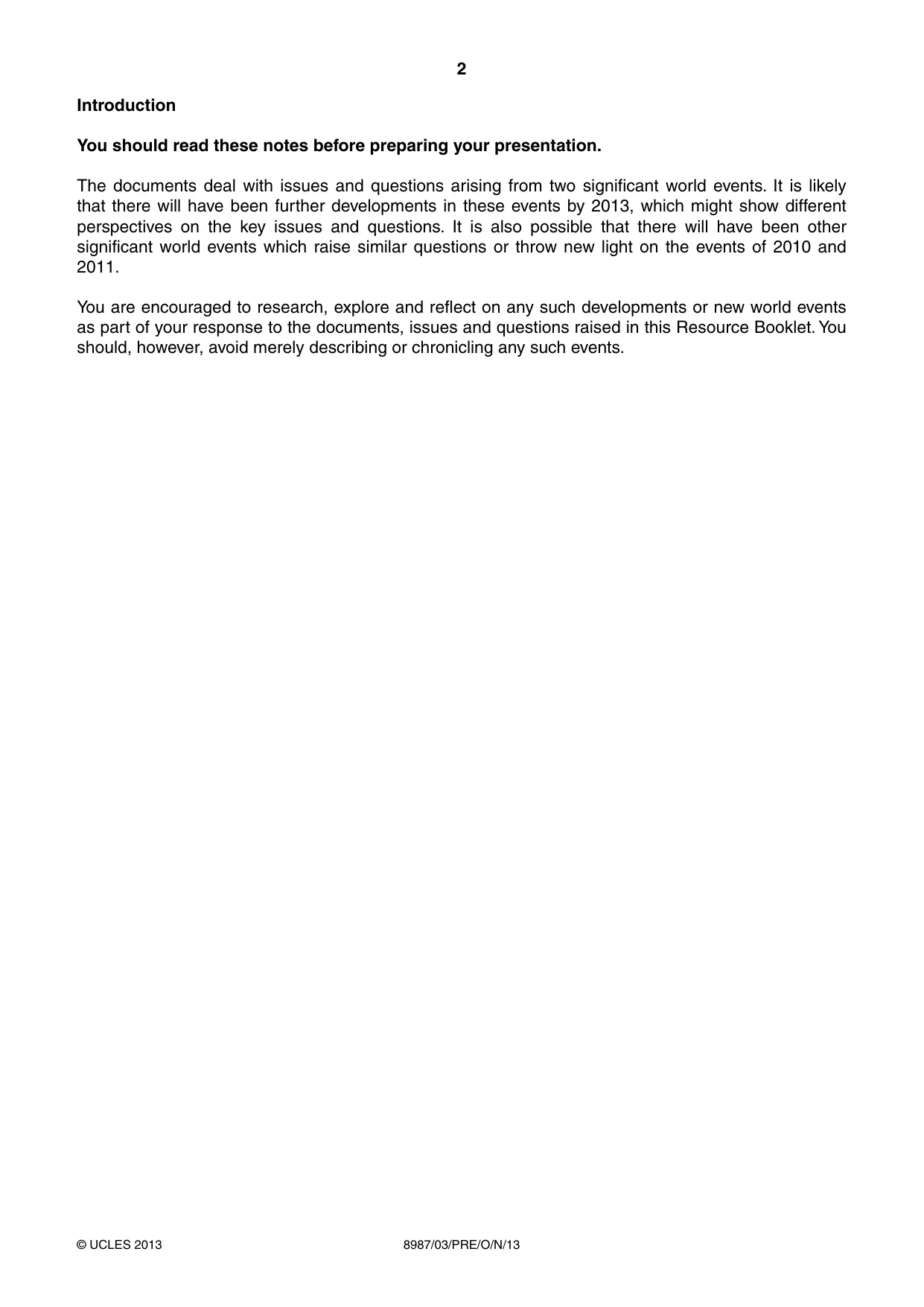 Cambridge A Level Global Perspectives (AS Level only, until Nov 2015) 8987 2013 Oct/Nov Paper 3 · Variant 1 question paper, page 2 of 16