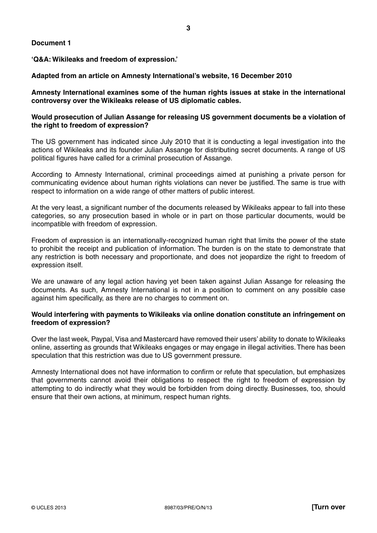Cambridge A Level Global Perspectives (AS Level only, until Nov 2015) 8987 2013 Oct/Nov Paper 3 · Variant 1 question paper, page 3 of 16