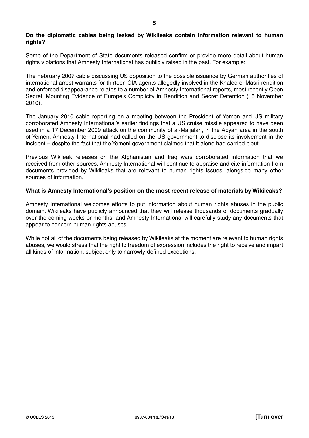 Cambridge A Level Global Perspectives (AS Level only, until Nov 2015) 8987 2013 Oct/Nov Paper 3 · Variant 1 question paper, page 5 of 16