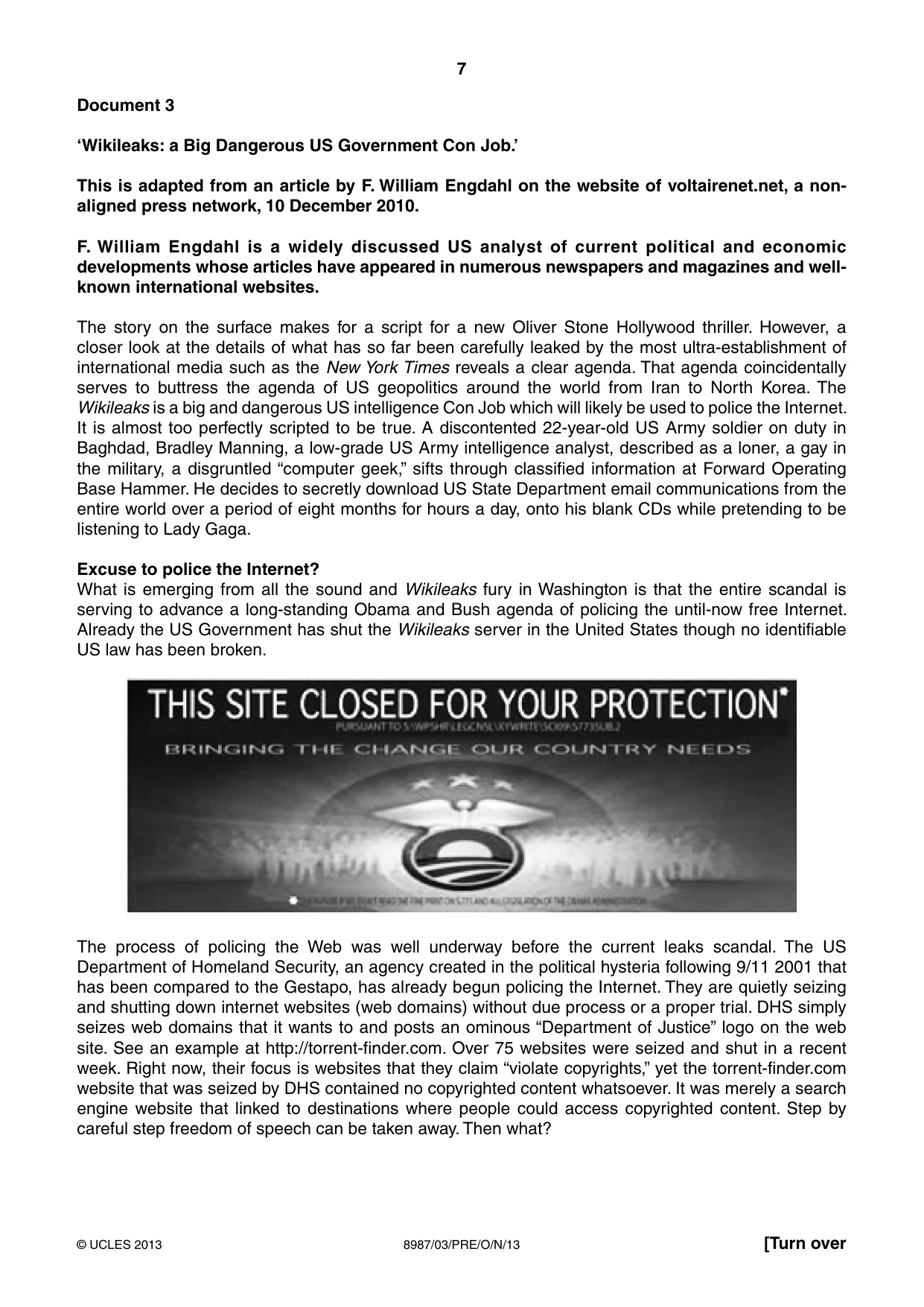 Cambridge A Level Global Perspectives (AS Level only, until Nov 2015) 8987 2013 Oct/Nov Paper 3 · Variant 1 question paper, page 7 of 16